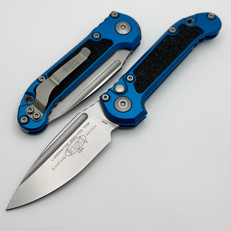 Microtech Knives LUDT Gen III Stonewash Drop Point w/ Blue Handle 1135-10BL ONE PER HOUSEHOLD