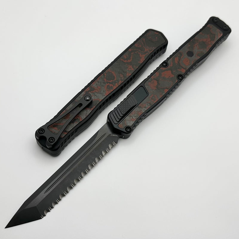 Heretic Knives Cleric II 2 Blood Red Camo Carbon Inlays & DLC Tanto F/S Magnacut H019-6C-RD/CC