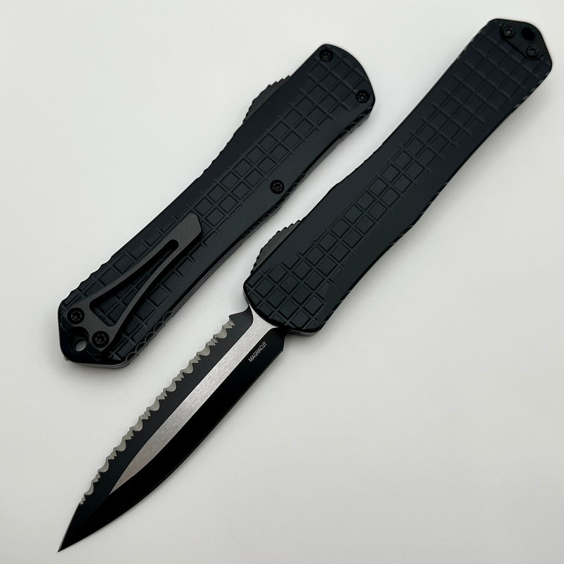 Heretic Knives Manticore X Black Frag Handle & Two Tone Black D/E Full Serrated MagnaCut H032F-10C-T