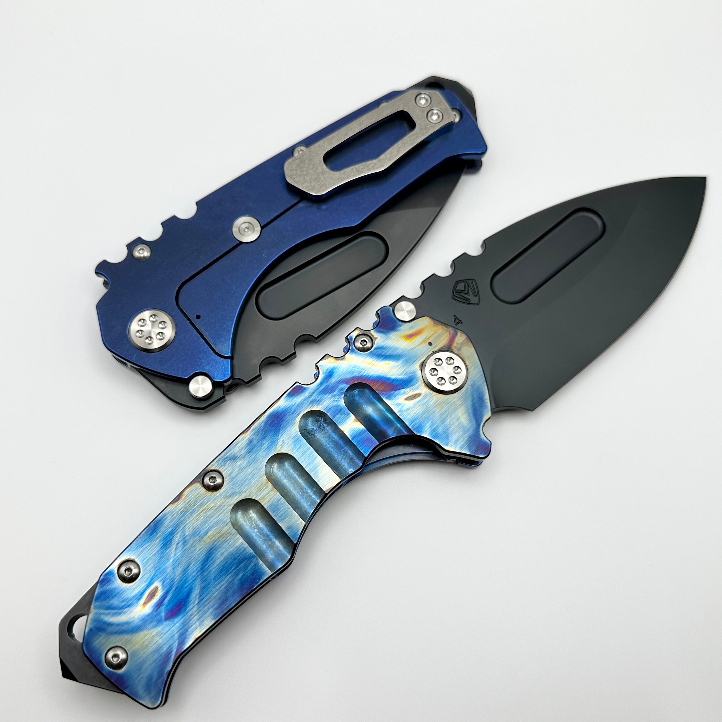 Medford Knife Lefty Praetorian T PVD Drop Point S45 & Flamed & Blue Ha