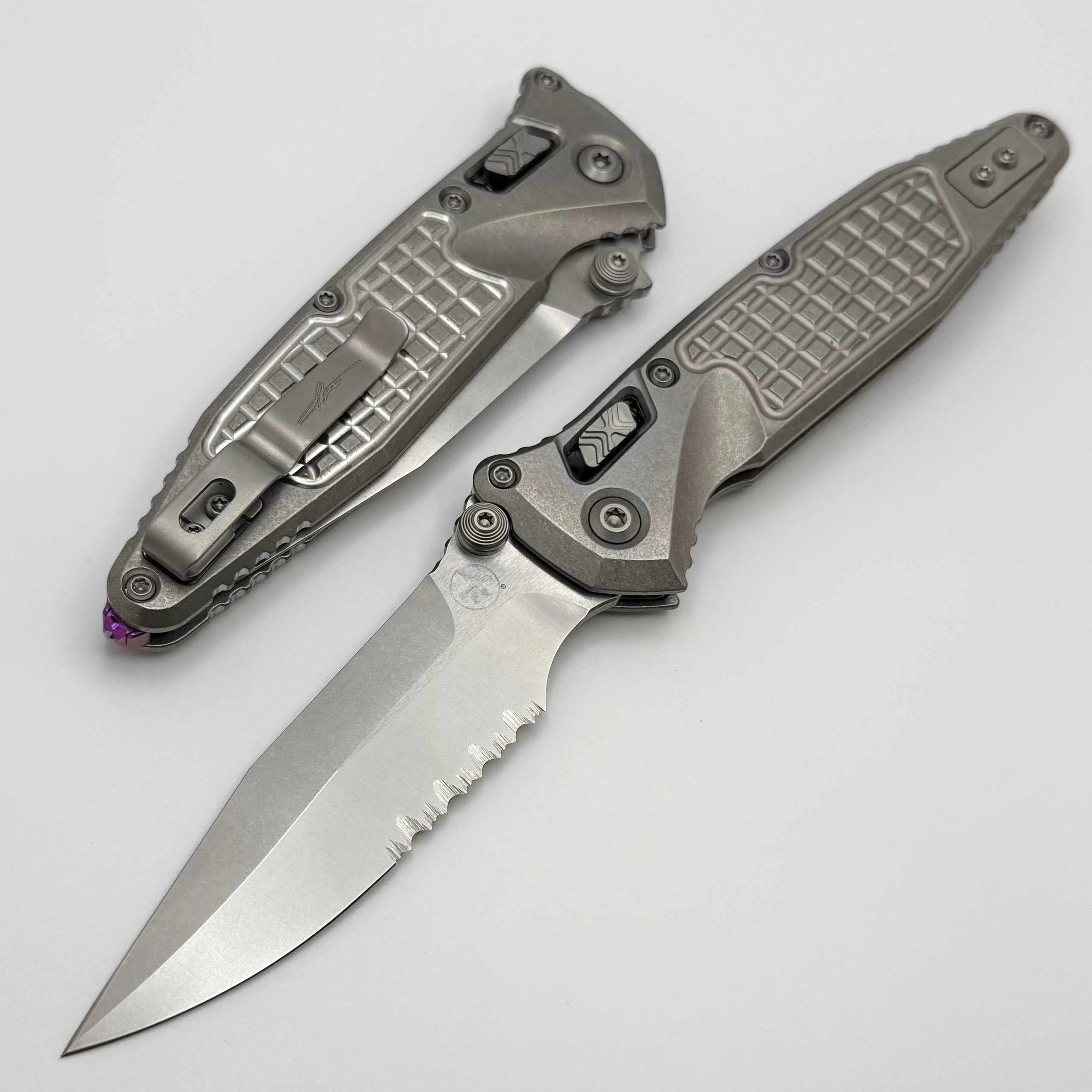 Marfione Select Microtech Socom Ram-Lok Titanium Frag Handles w/ Purpl