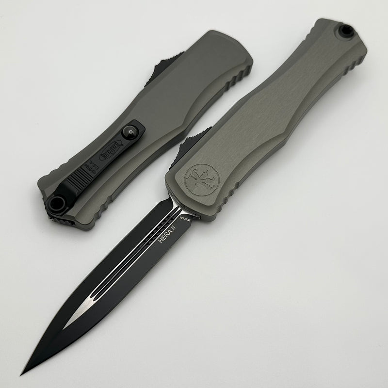 Microtech Knives Hera II Apocalyptic Natural Clear w/ Black Double Edge 1702-1NC