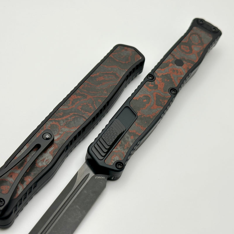 Heretic Knives Cleric II 2 Blood Red Camo Carbon Inlays & DLC Tanto Magnacut H019-6A-RD/CC