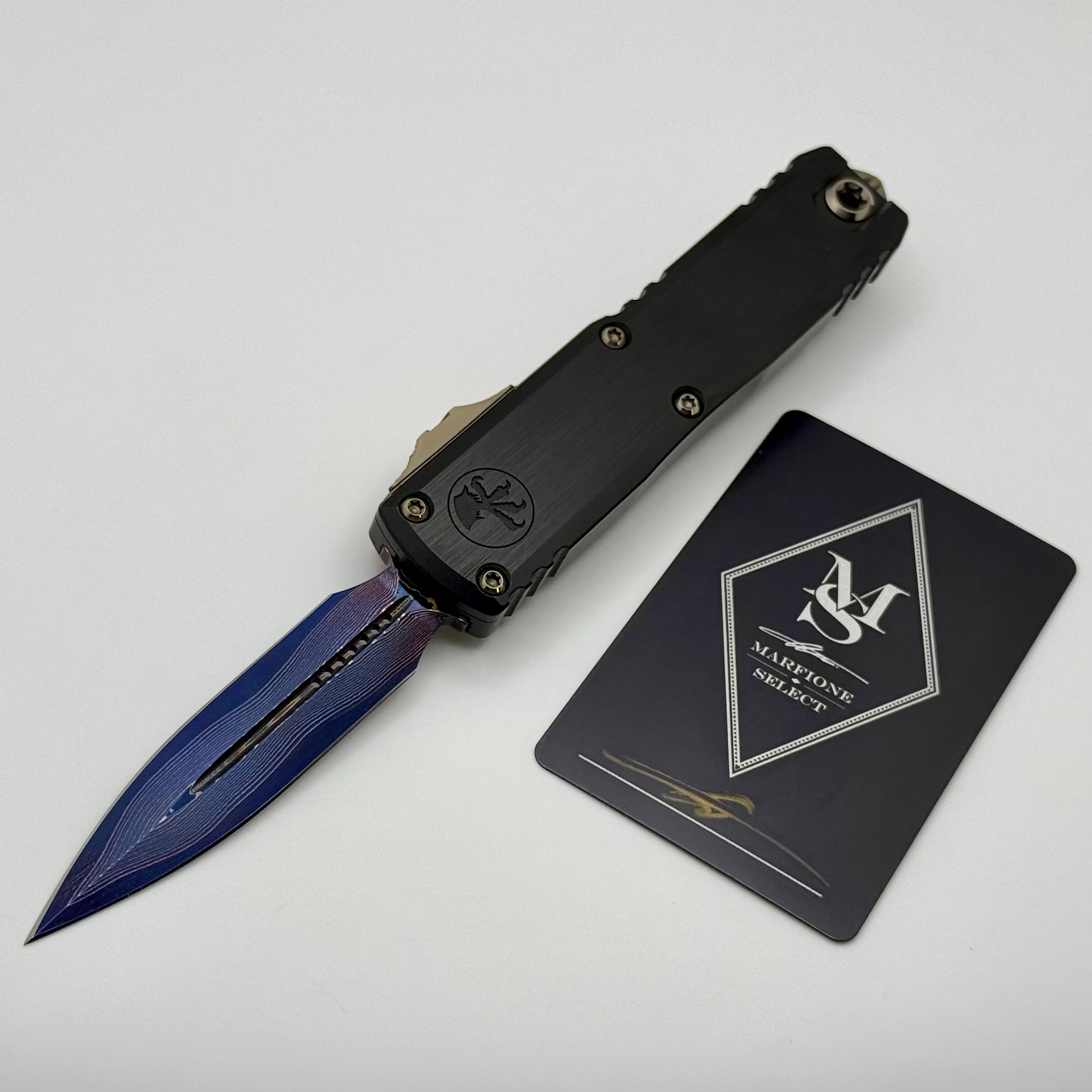 Microtech Marfione Select UTX-85 Gen III w/ Hefted Black Handle & Blue