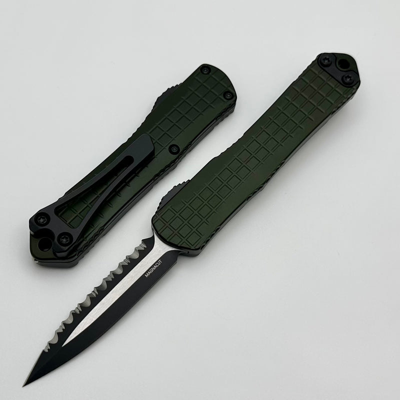 Heretic Knives Manticore S Green Frag Two Tone Black Magnacut D/E Full Serrated H024F-10C-GRN