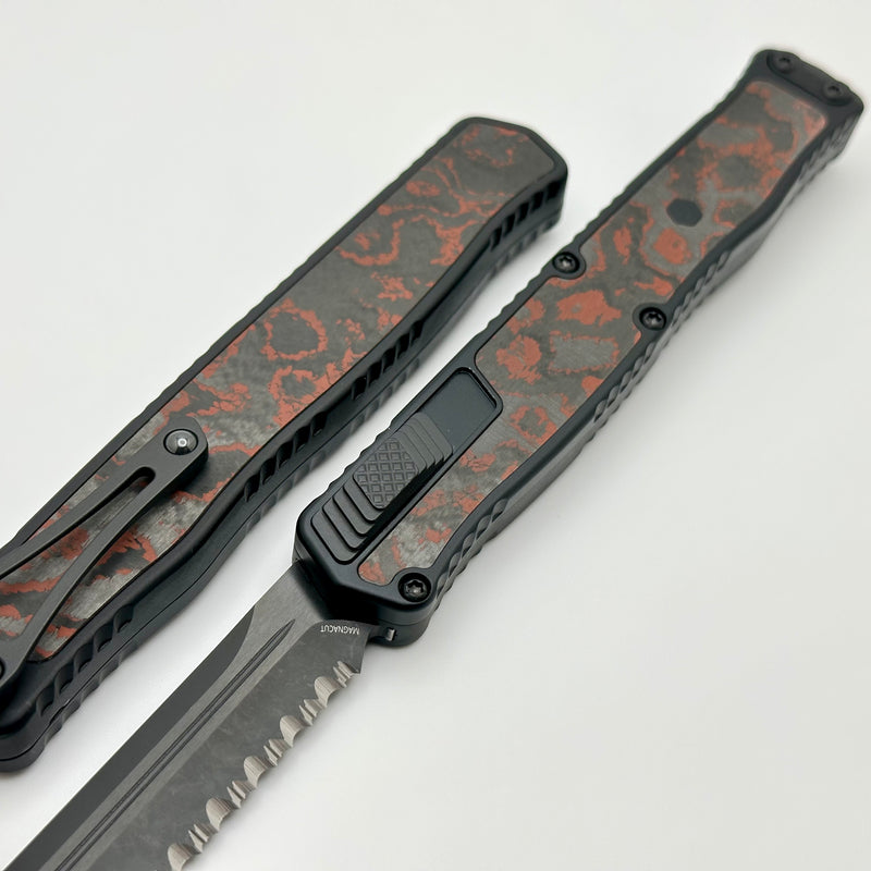 Heretic Knives Cleric II 2 Blood Red Camo Carbon Inlays & DLC Tanto F/S Magnacut H019-6C-RD/CC