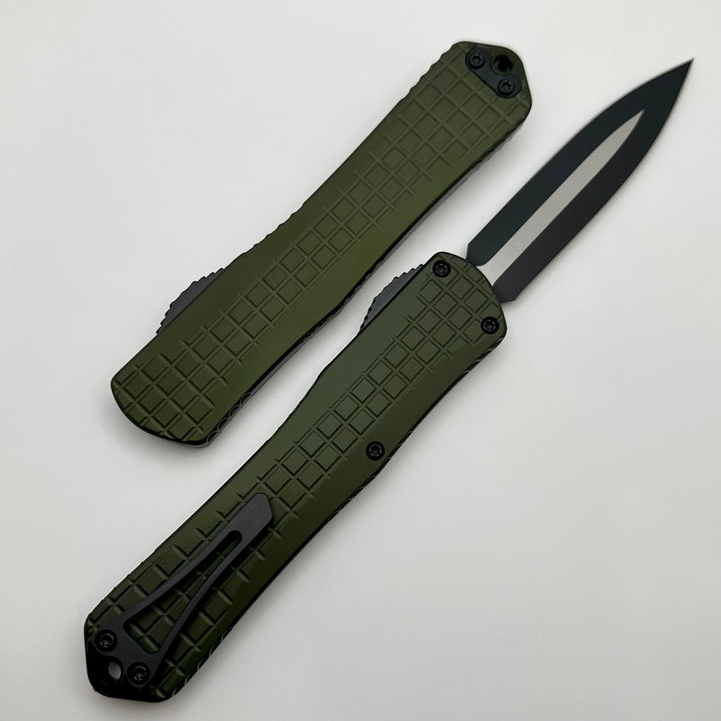 Heretic Knives Manticore X Green Frag Handle & Two Tone Black Double Edge MagnaCut H032F-10A-GRN