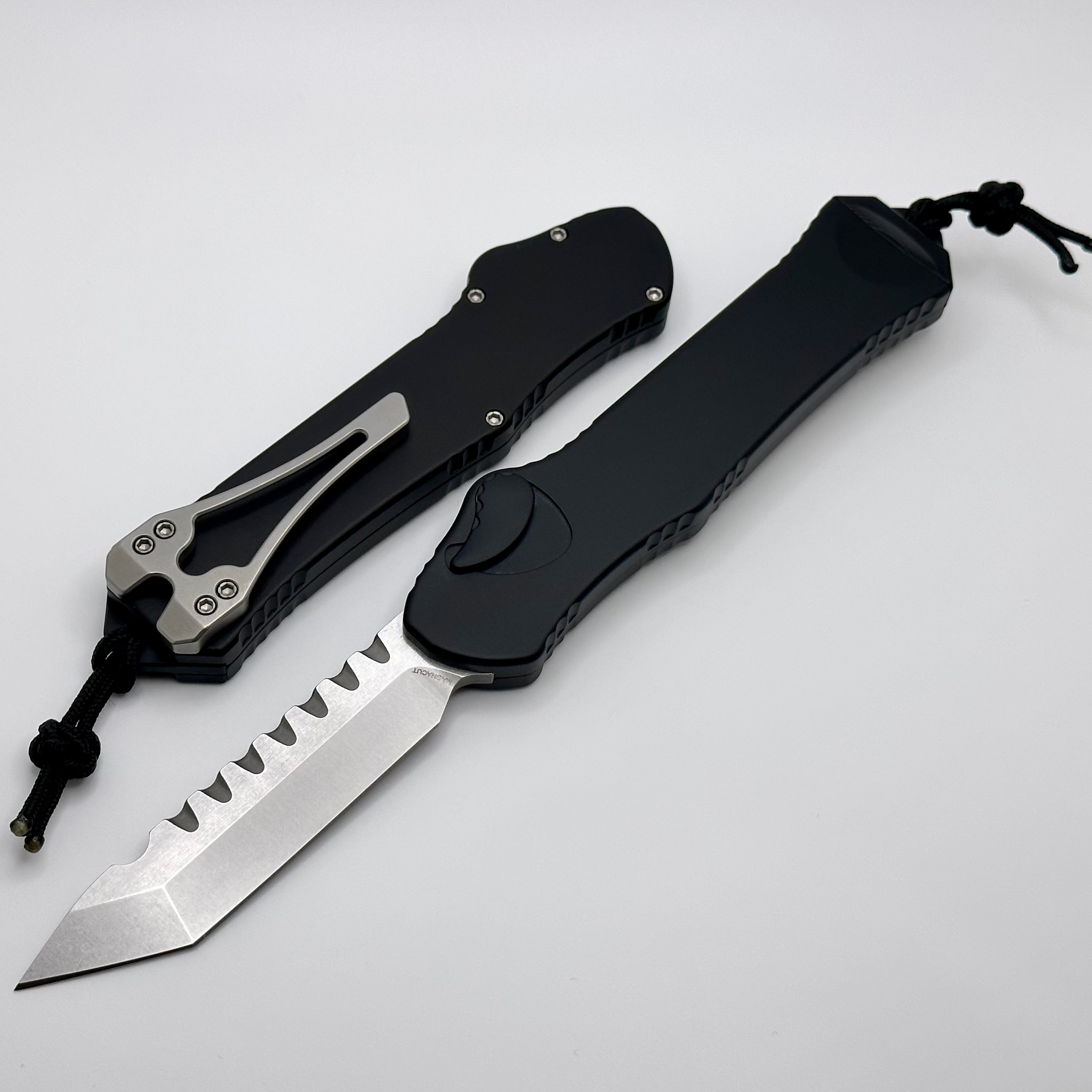 Heretic Hydra V3 Black Aluminum Handle & Stonewash Tanto MagnaCut H006