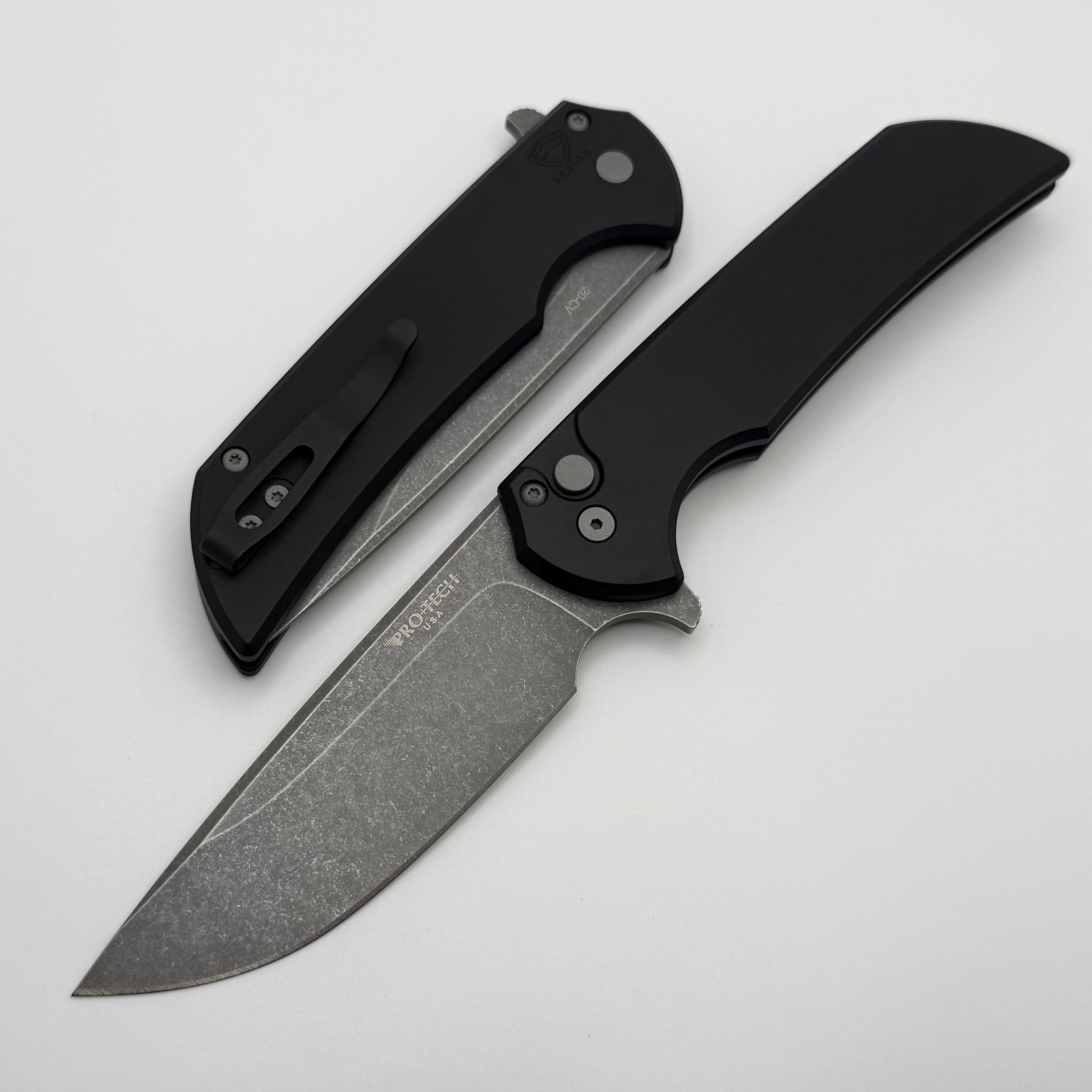 Pro-Tech Mordax Black Aluminum Handle & Acid Wash 20CV MX101-AW 20CV