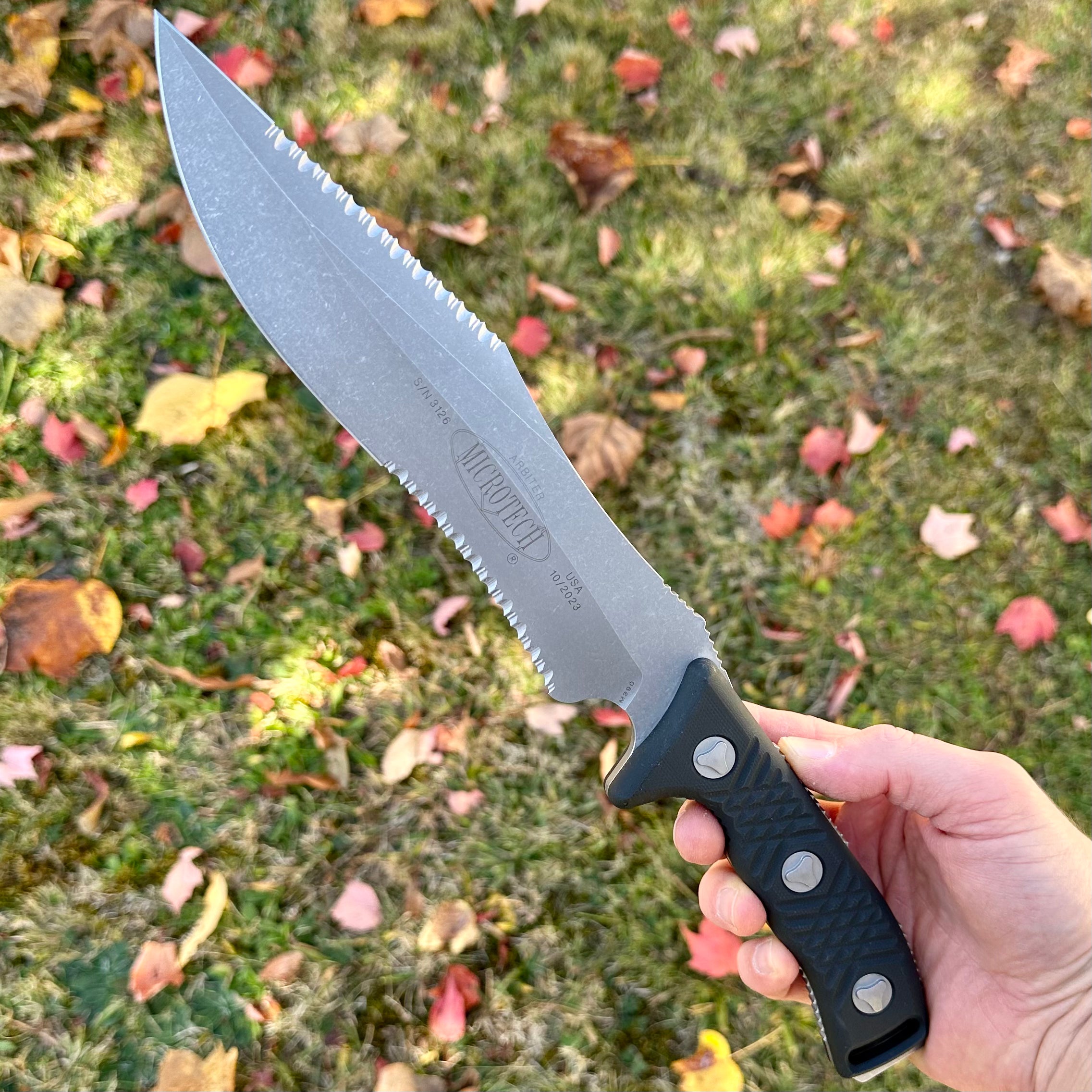 Microtech Arbiter Apocalyptic Standard Full Serrated Fixed Blade 104-1