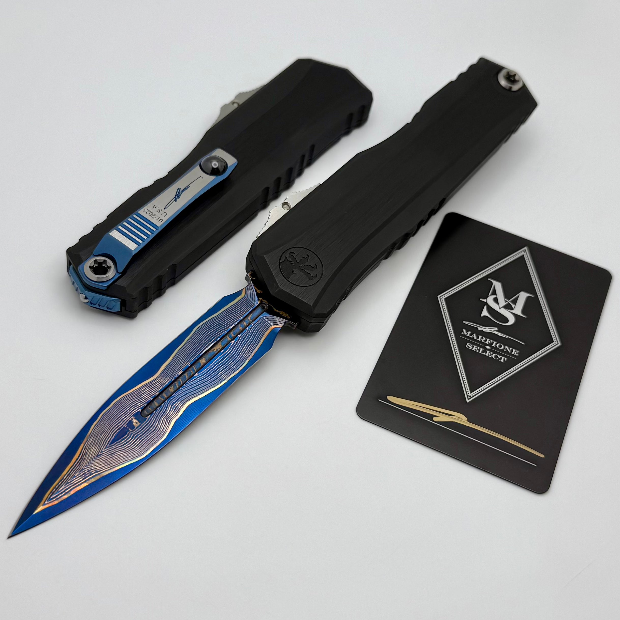 Microtech Marfione Select Cypher II Black w/ Tritium Inlaid Button & D