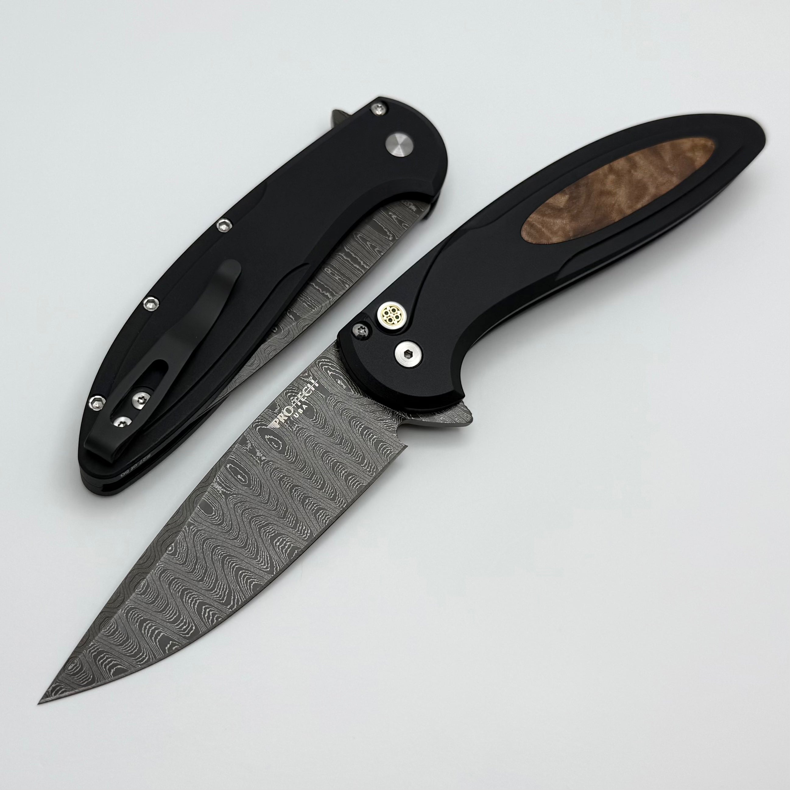 Pro-Tech Cambria Custom Manual Black Aluminum Handles w/ Maple Burl In