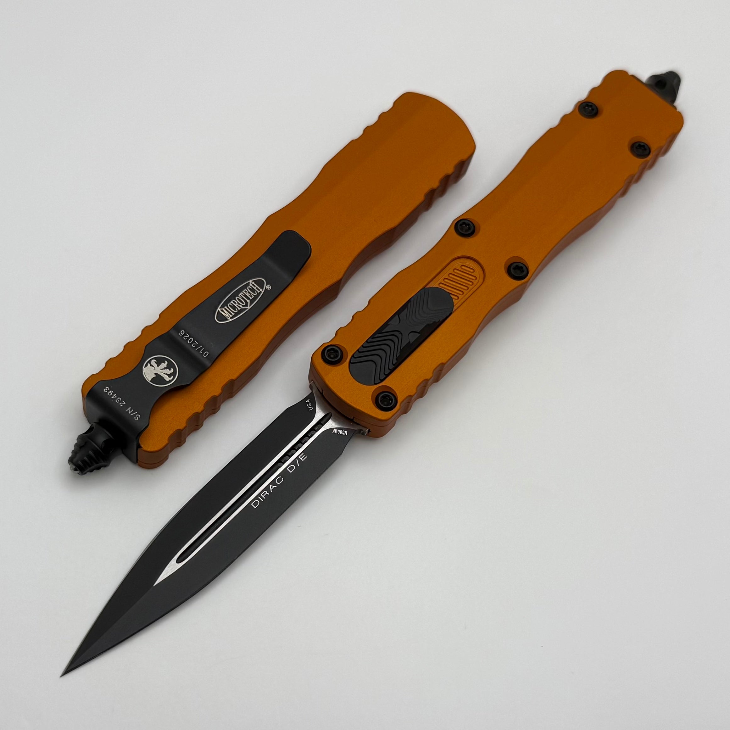 Microtech Dirac w/ Orange Tangerine Handle & Black D/E 225-1OT