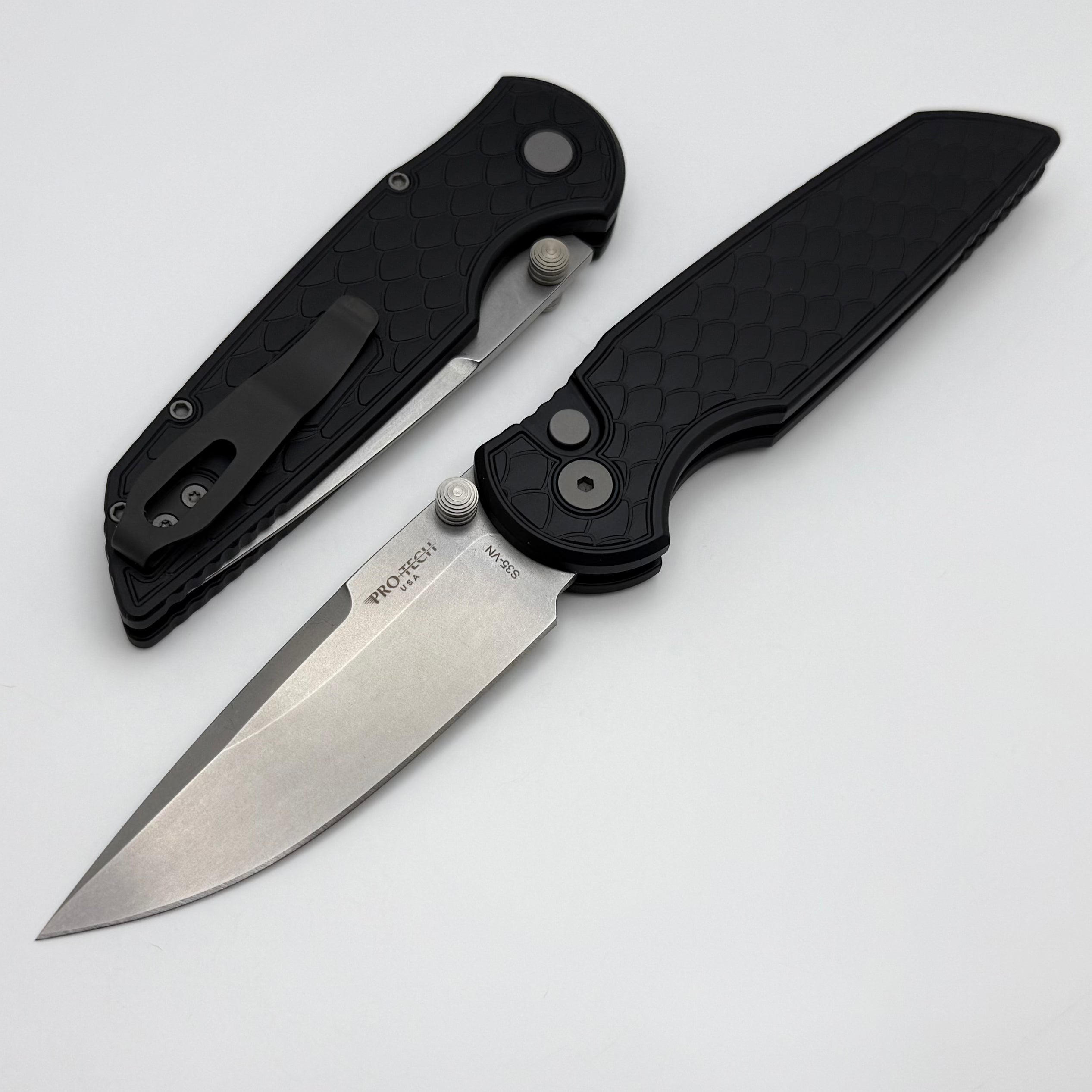Pro-Tech TR-3 Integrity Manual Black Aluminum Reptile Handles w/ Stone