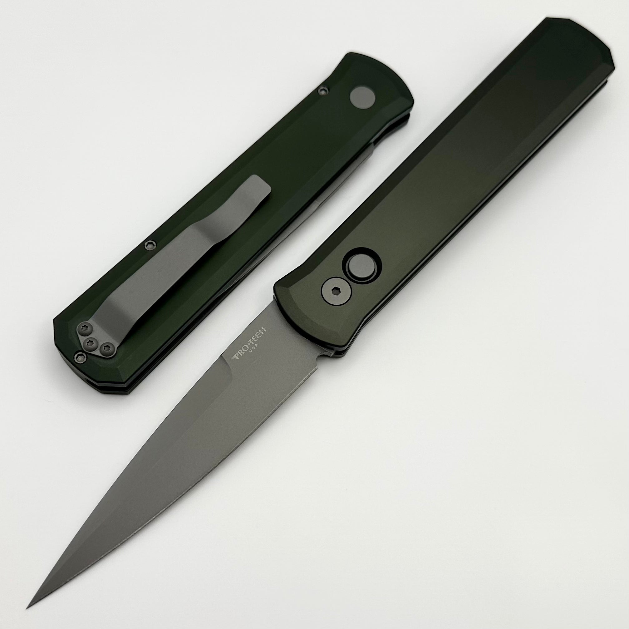 Pro-Tech Godfather w/ Dark Green Handle & Blasted 154-CM Blade 920-GRE