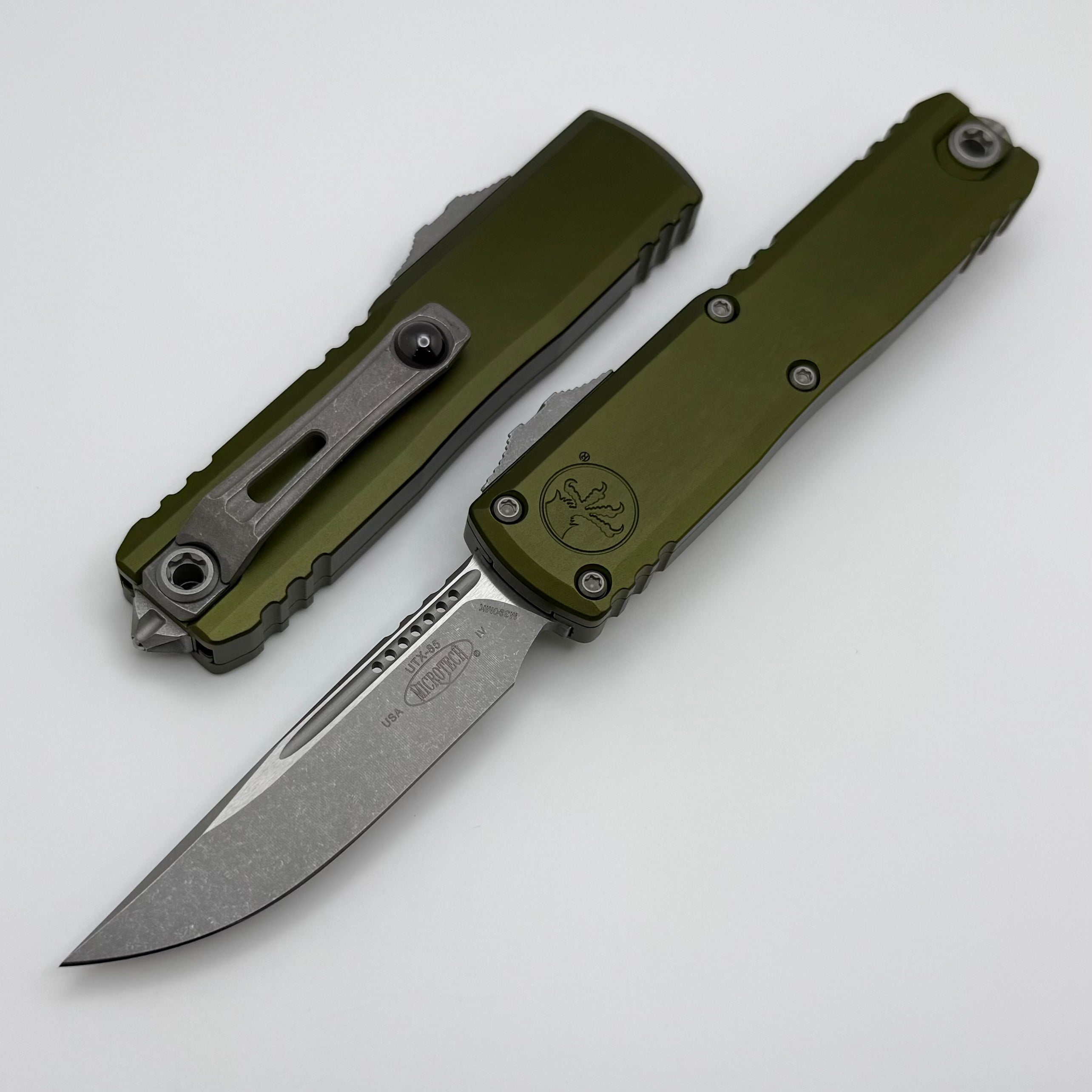 Microtech UTX-85 Gen IV w/ OD Green Handle & Apocalyptic S/E M390MK 12