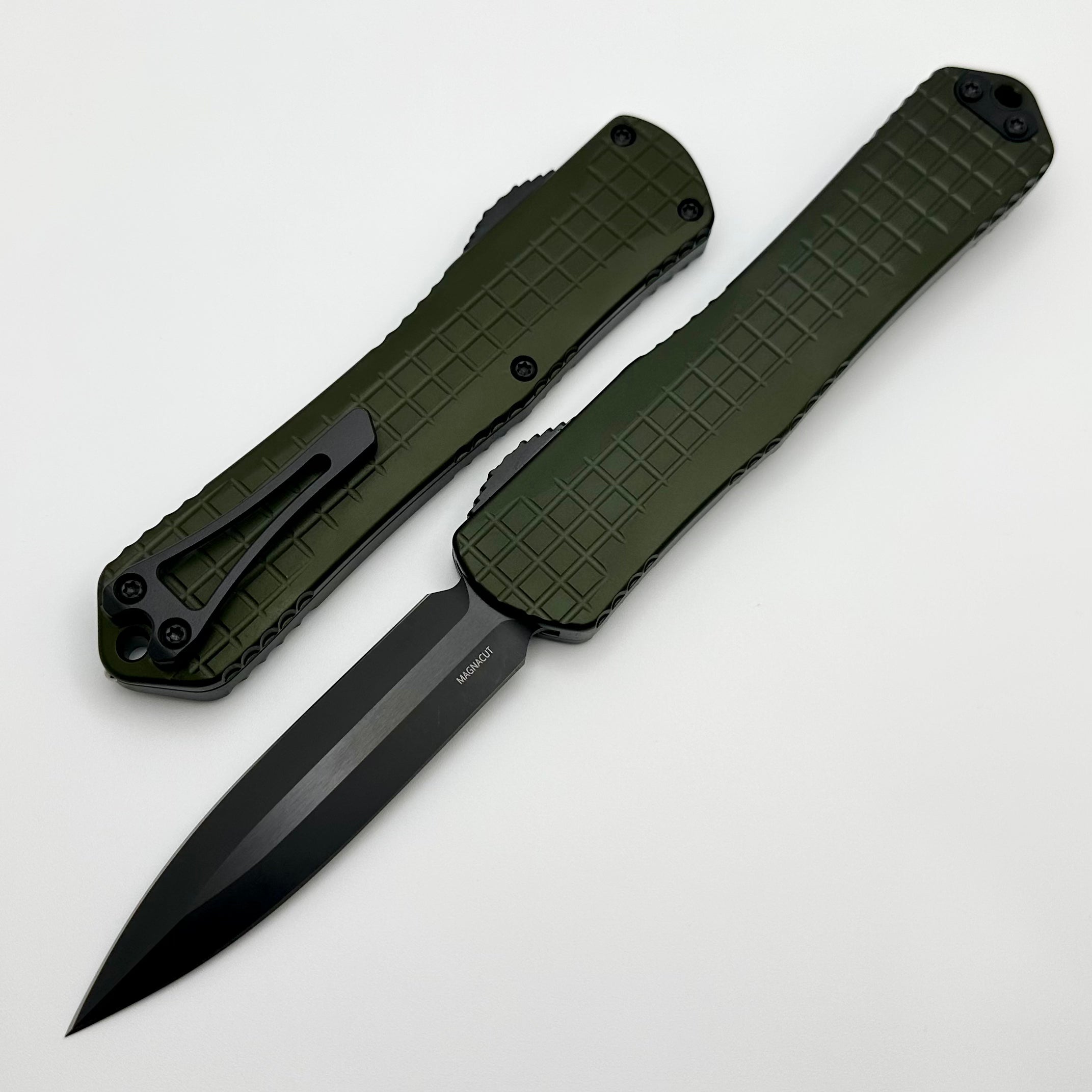 Heretic Knives Manticore X OD Green Frag Handle & DLC Double Edge Magn