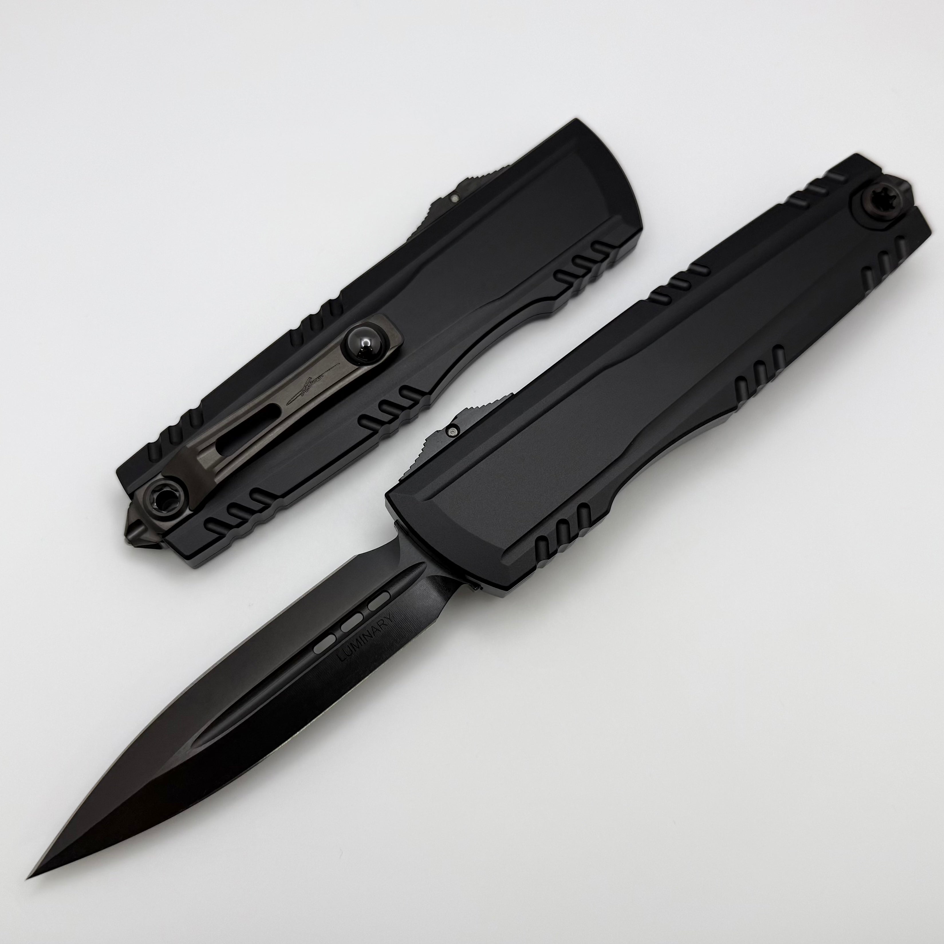Microtech Luminary D/E DLC Shadow w/ Tritium Inlaid Slider Signature S