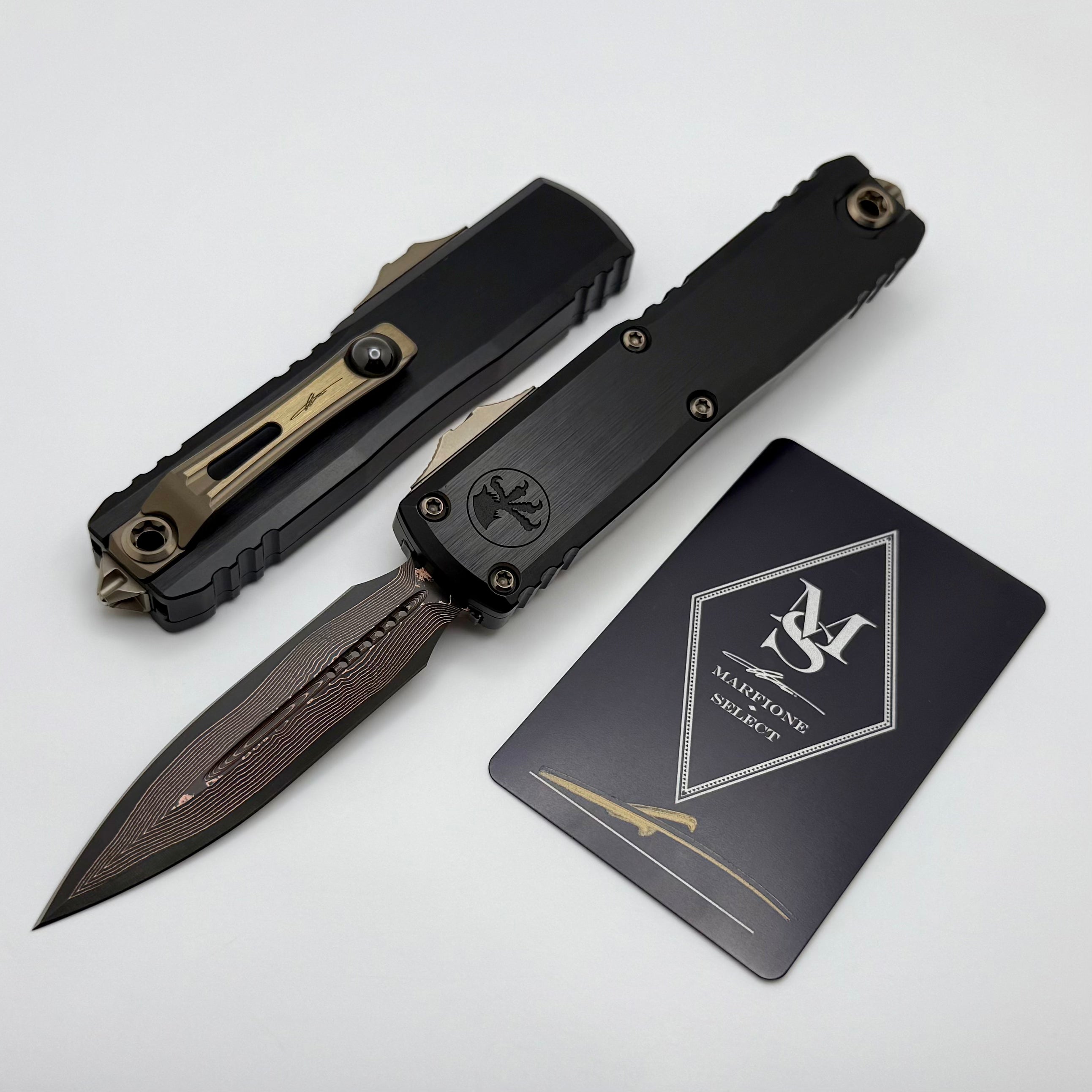 Microtech Marfione Select UTX-85 Gen III w/ Hefted Black Handle & Bake