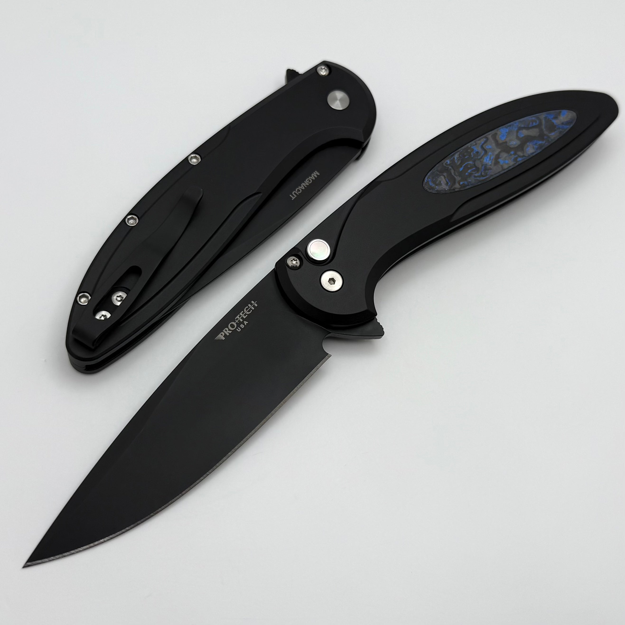 CARBONBLAST エルゴノミックハンドル ブラック Pro-Tech Cambria Manual Black Aluminum Handles w/ TechnoCarbo Blue Inl
