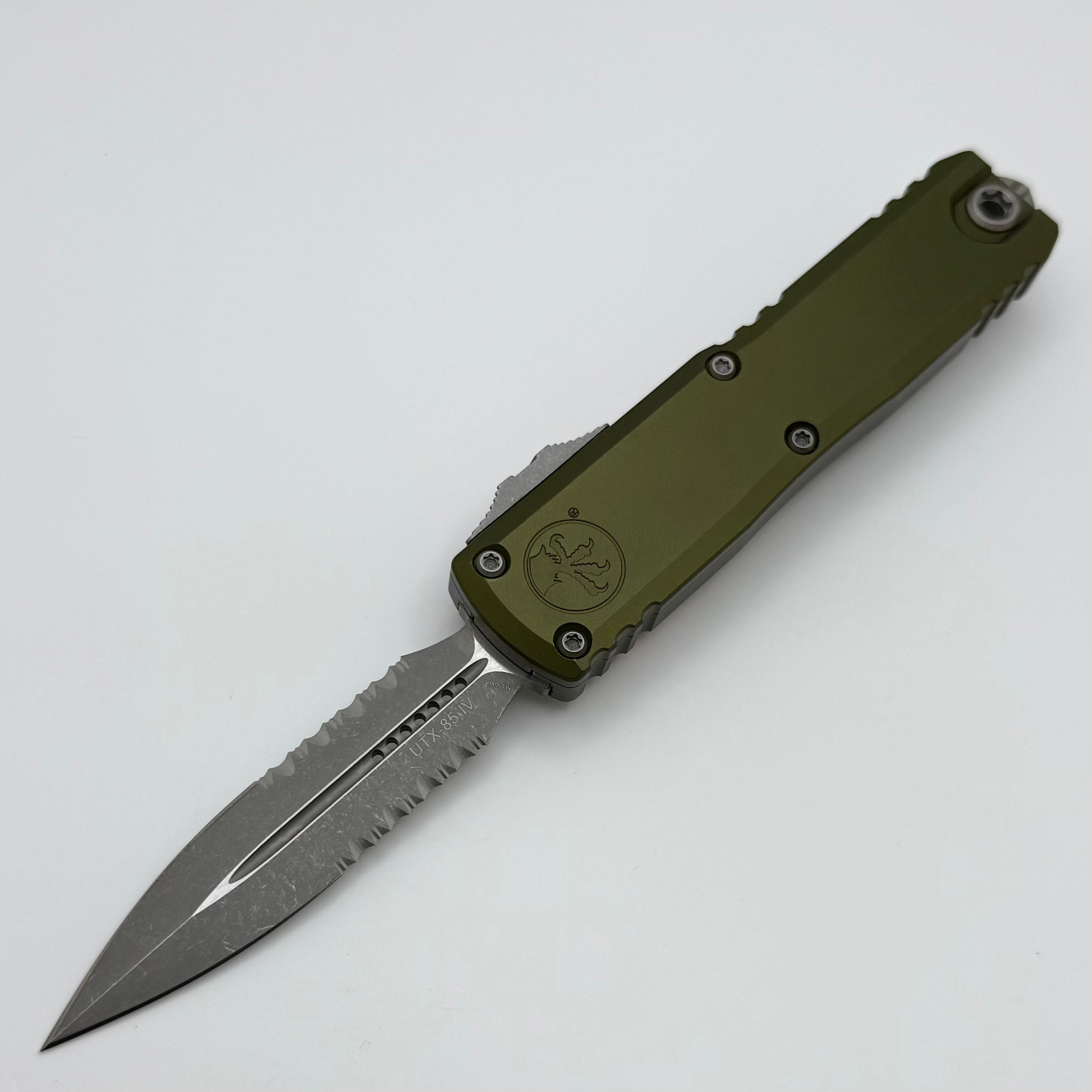 ユッケ Microtech UTX-85 Gen IV w/ OD Green Handle & Part Serrated Apocalyptic