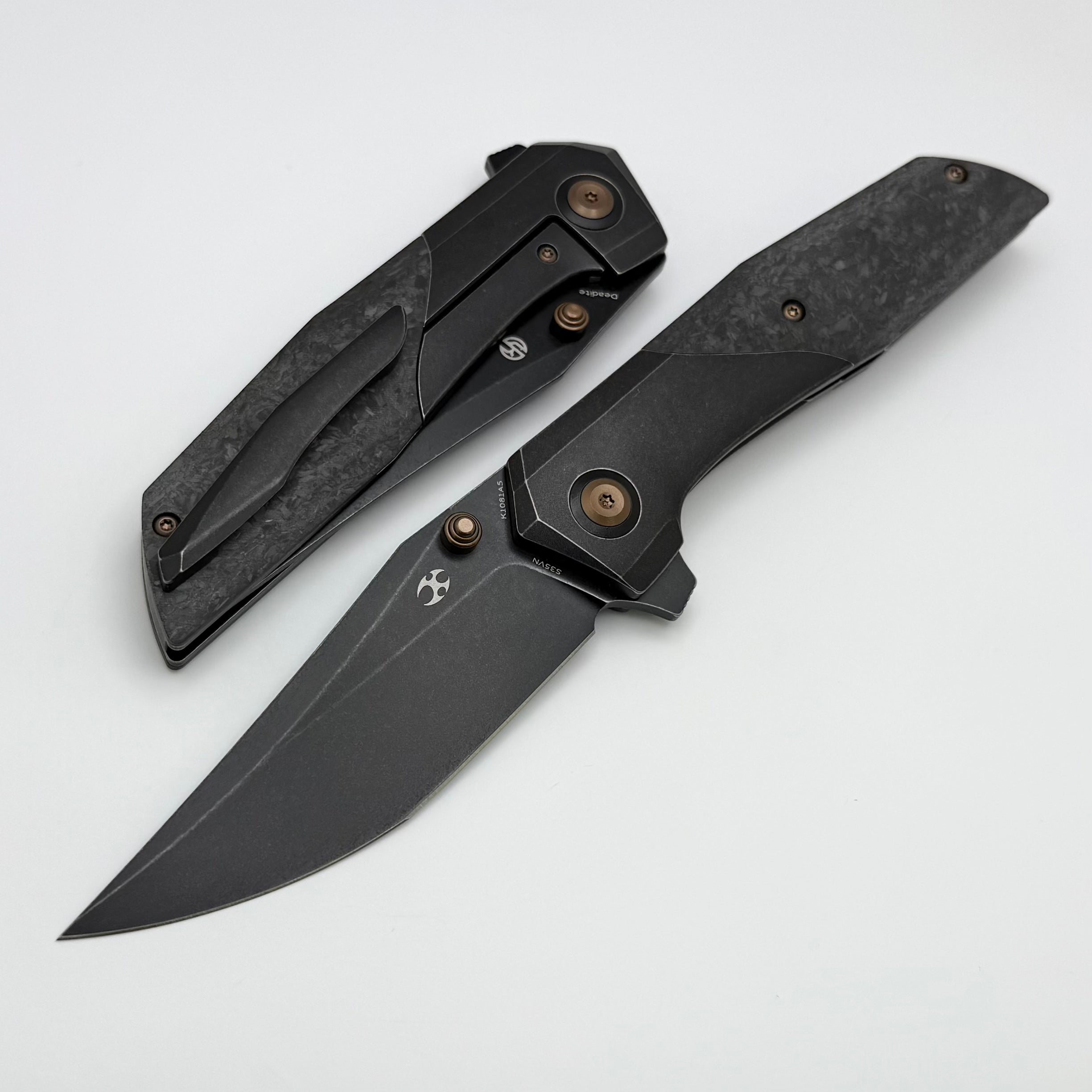 Kansept Knives Deadite Carbon Fiber/Titanium Handles & Blackwash S35VN