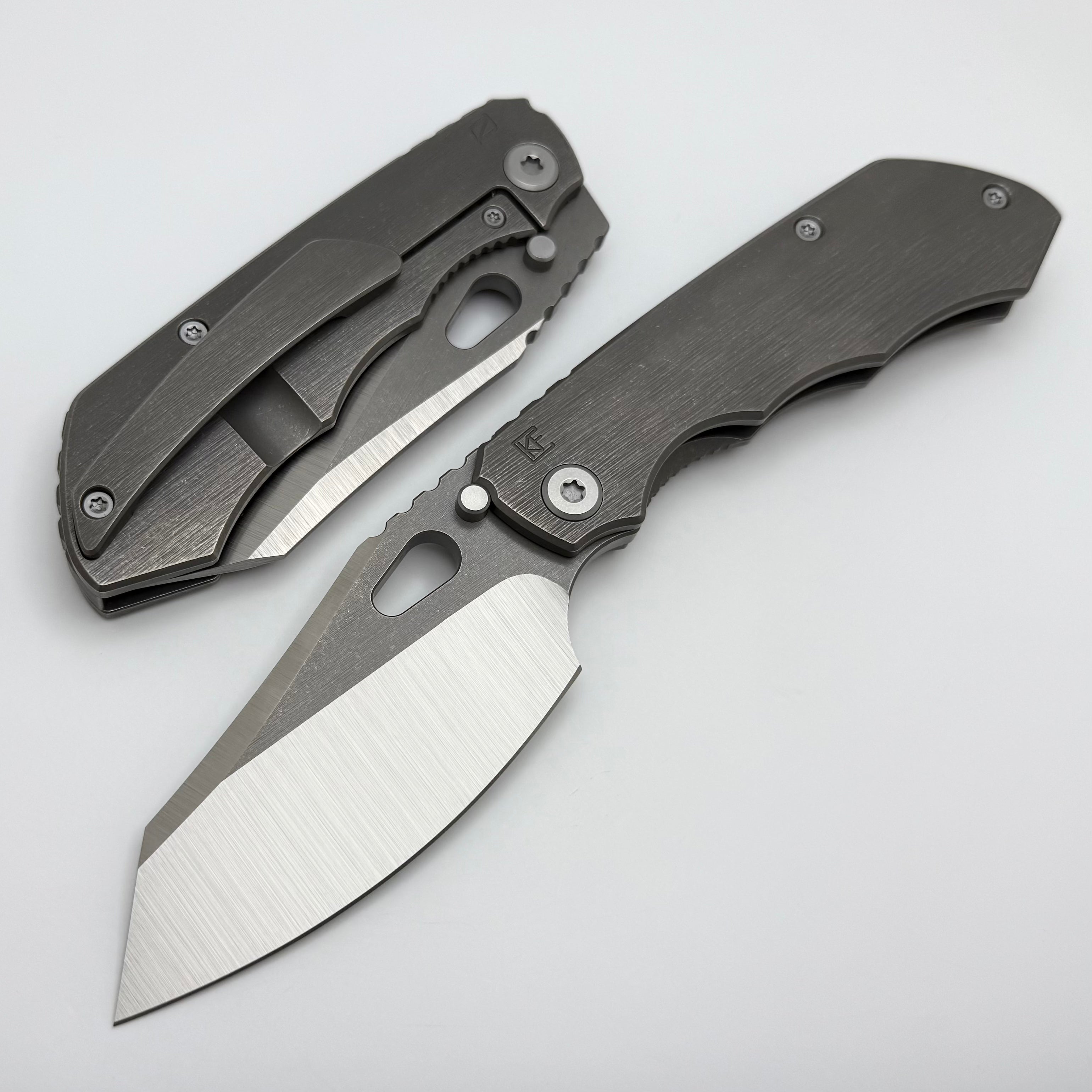 Factory Blem Custom Knife Factory & Rotten Design EVO 1.1 Tumbled Ti H