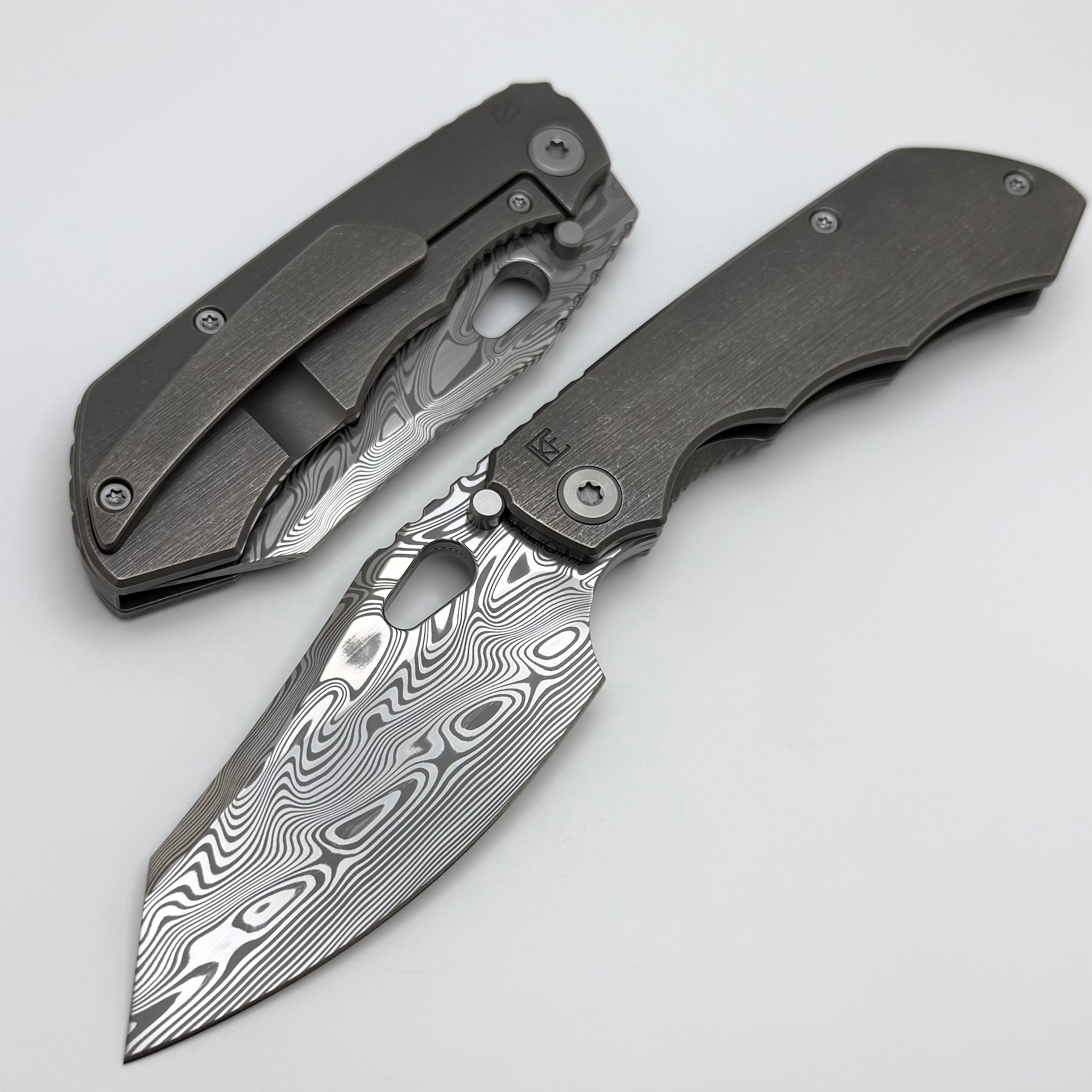 Custom Knife Factory & Rotten Design EVO 1.1 Tumbled Ti Handles w/ Dam