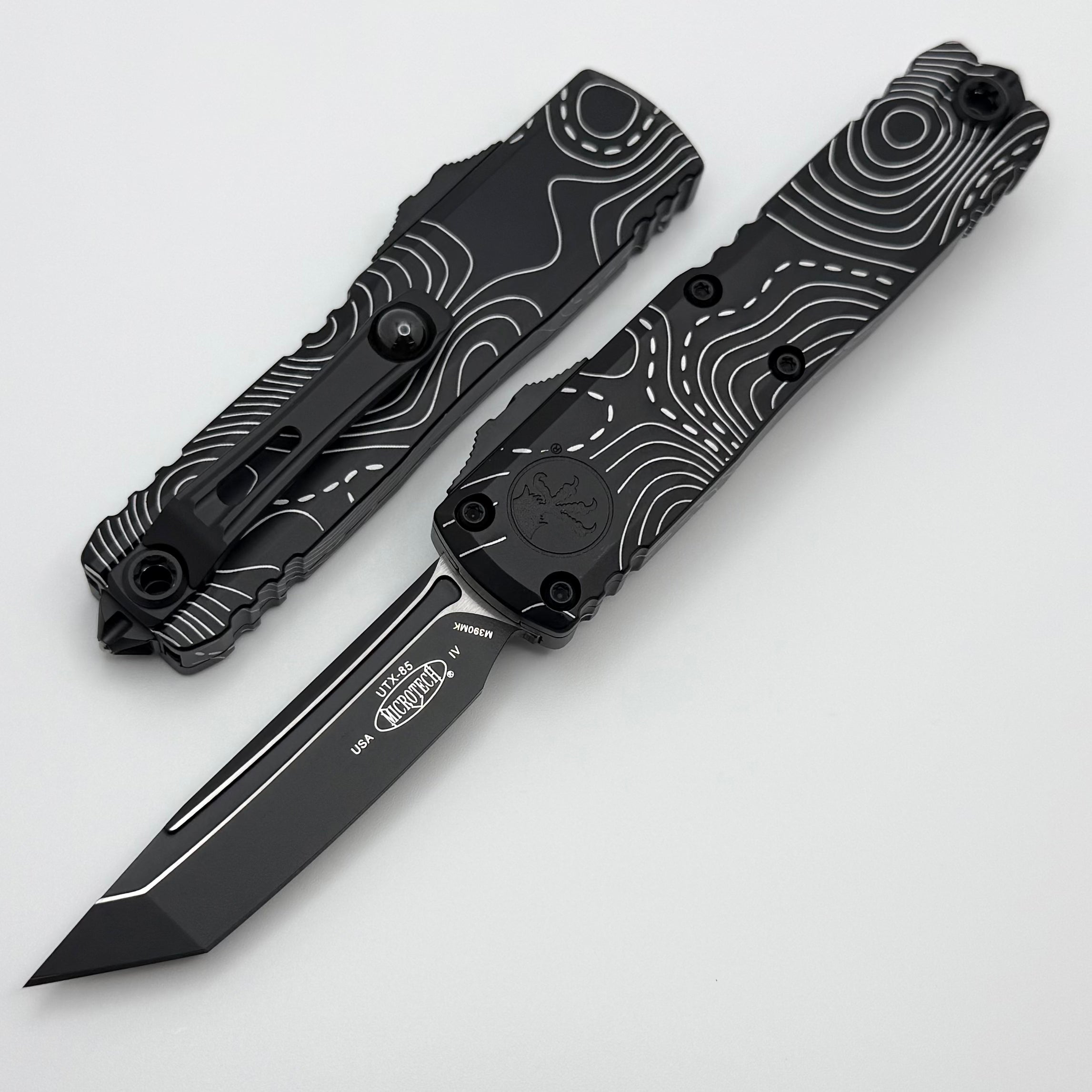 Microtech UTX-85 Gen IV w/ Black Topographic Handle & Black T/E M390MK