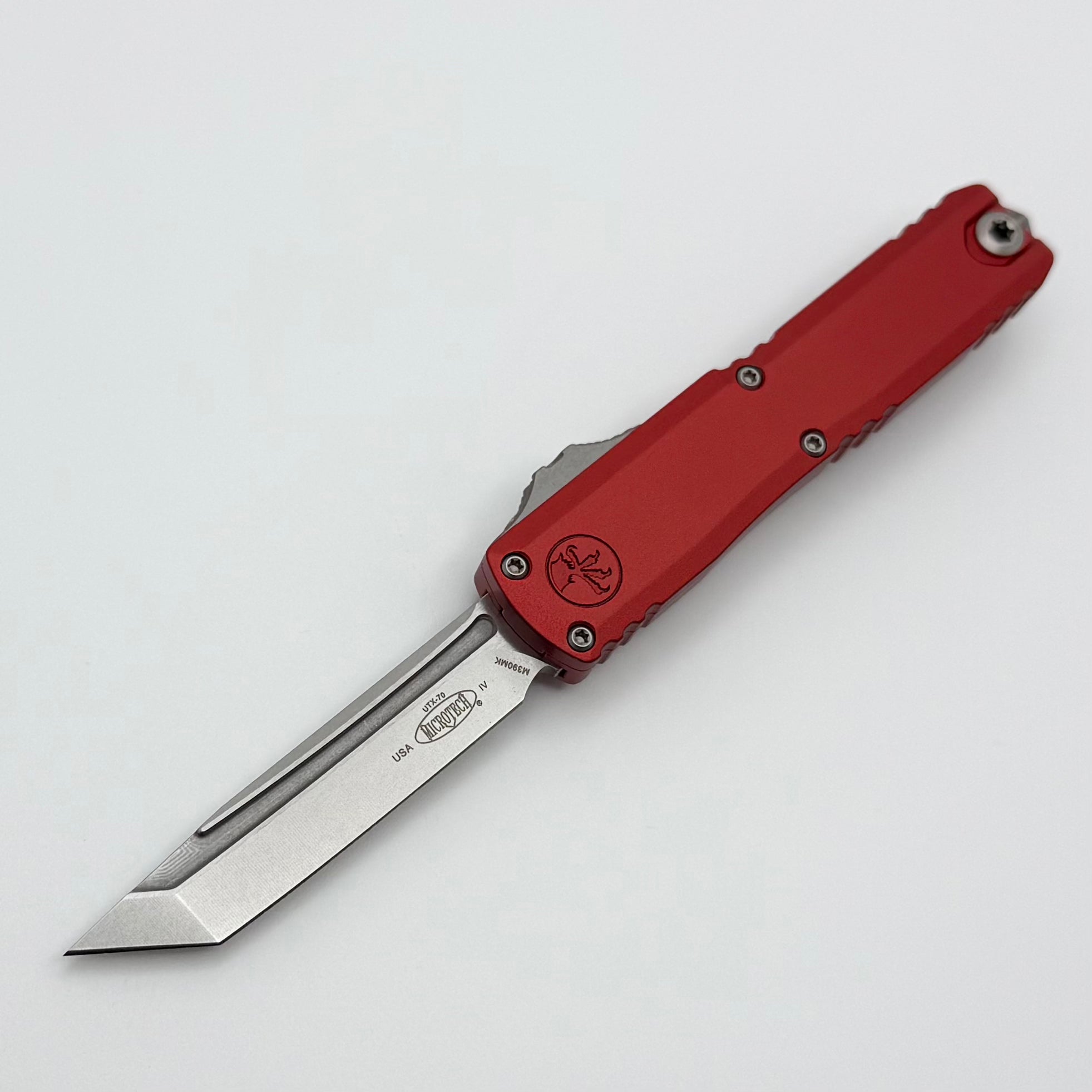 Microtech UTX-70 Gen IV w/ Red Handle & Stonewash T/E M390MK 11494-10R