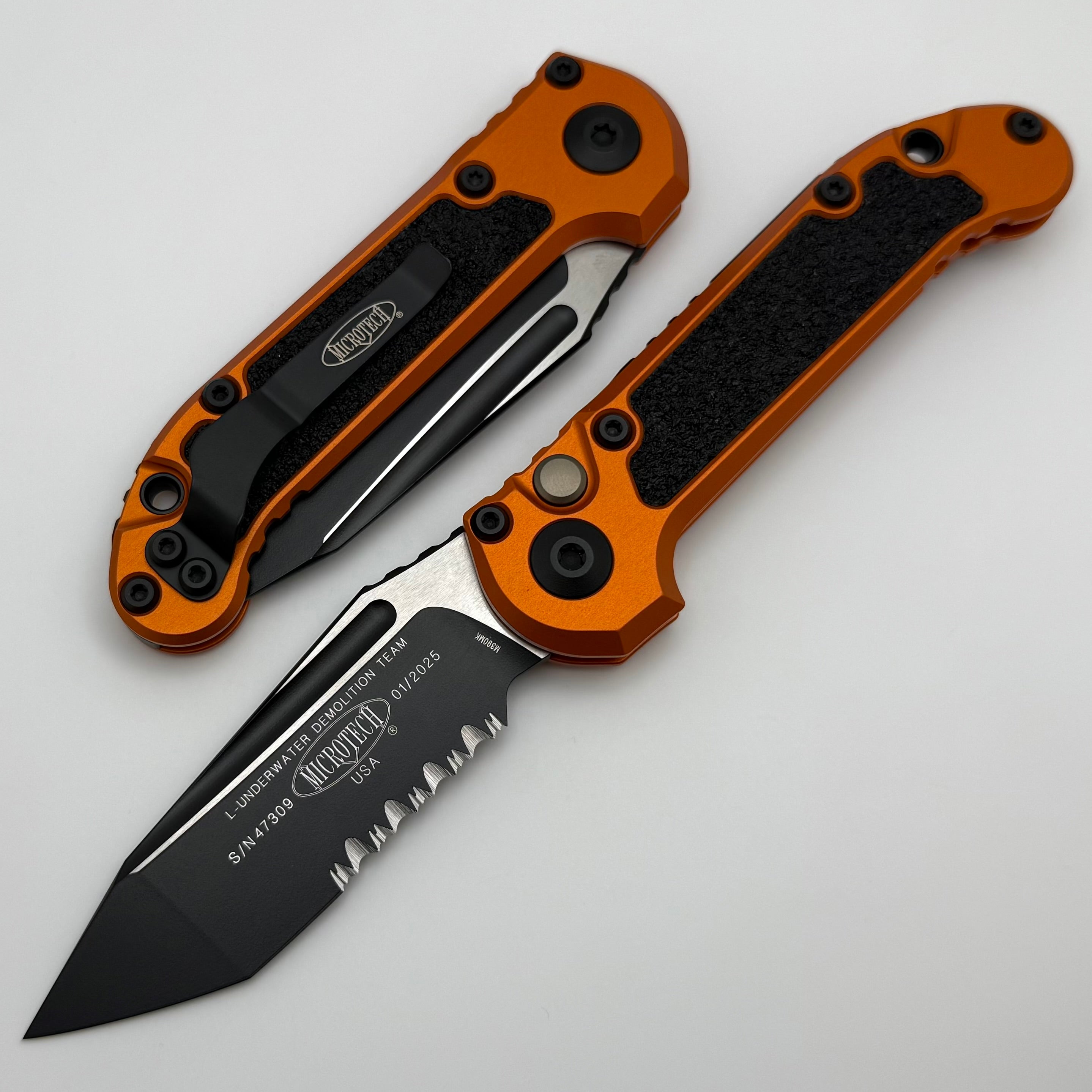 Microtech Knives LUDT Gen III Black P/S Tanto w/ Orange Handle 1136-2O