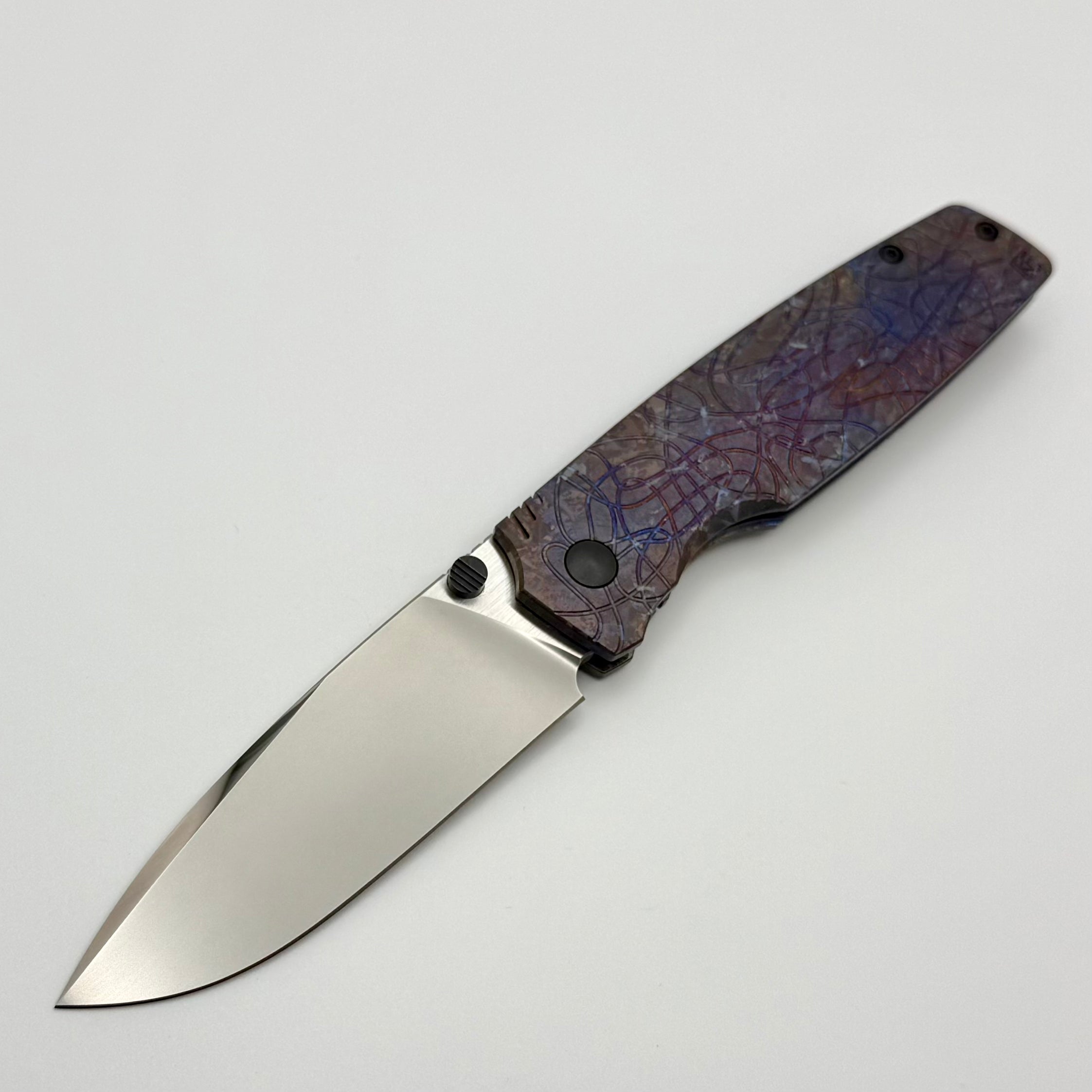 Custom Knife Factory Lex w/ Colored Crystal Titanium Handles & M398