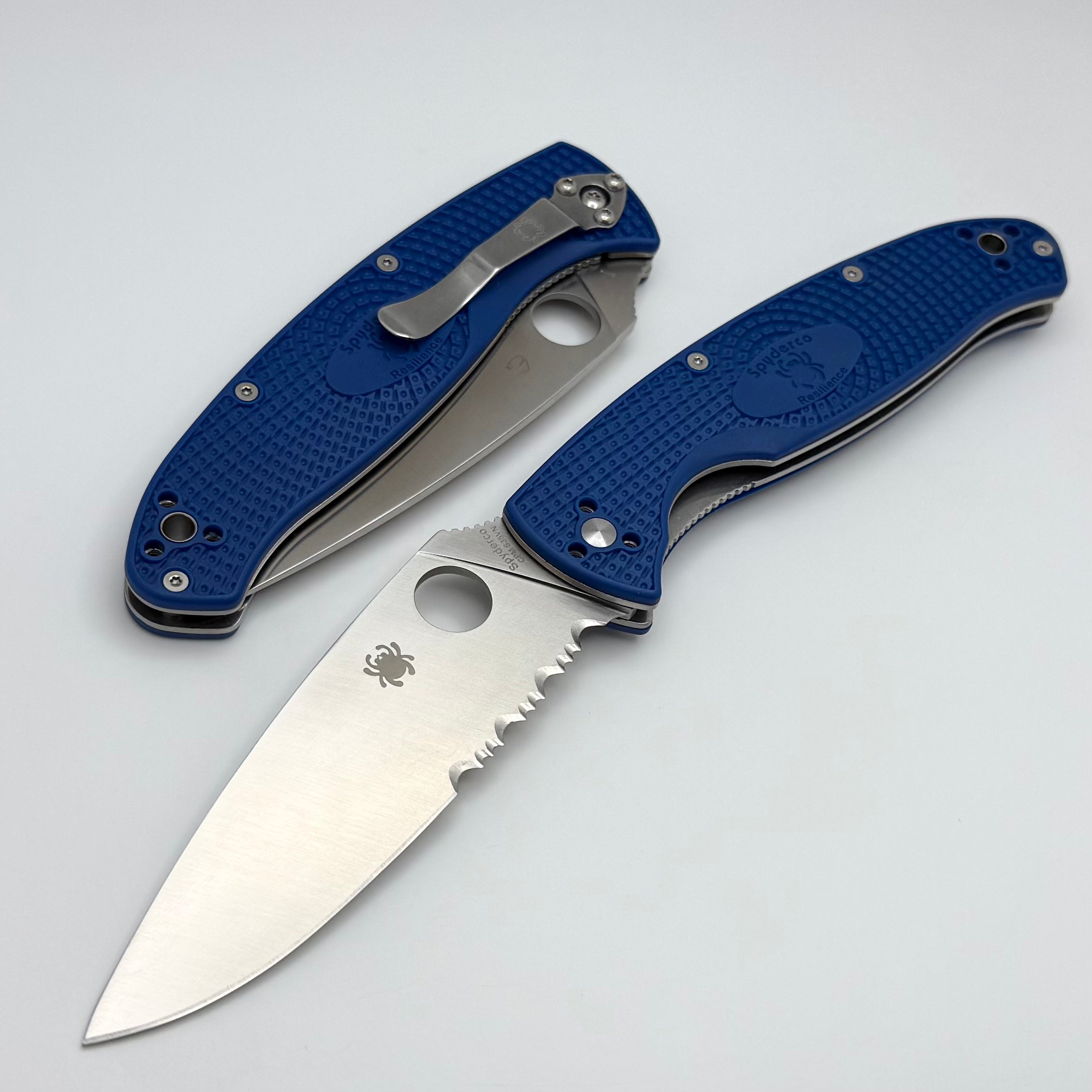 Spyderco Resilience Lightweight Blue FRN & Combo Edge 8Cr13MoV C142PSB