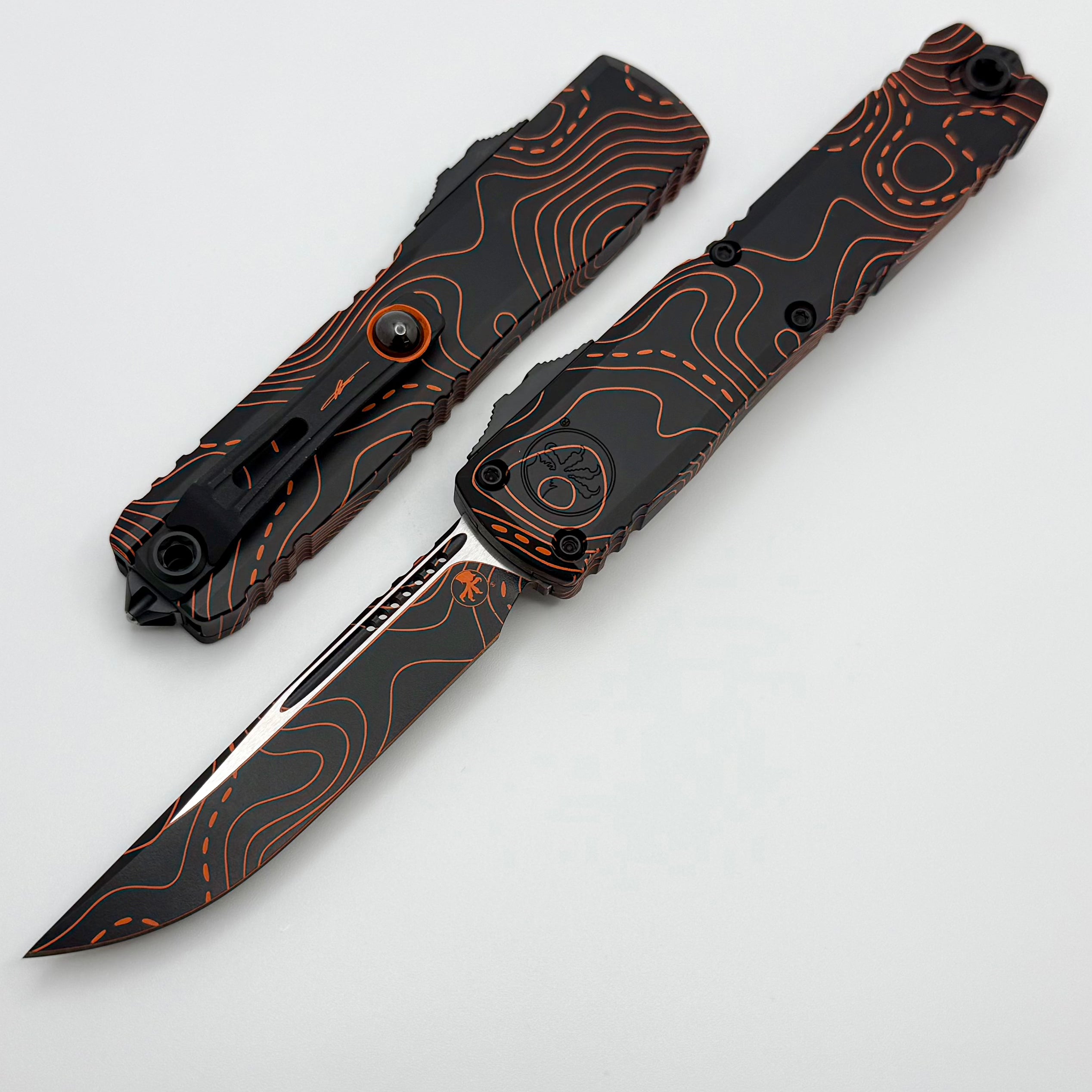 Microtech Ultratech Gen IV Topo Black/Orange Handle w/ S/E Stonewash M