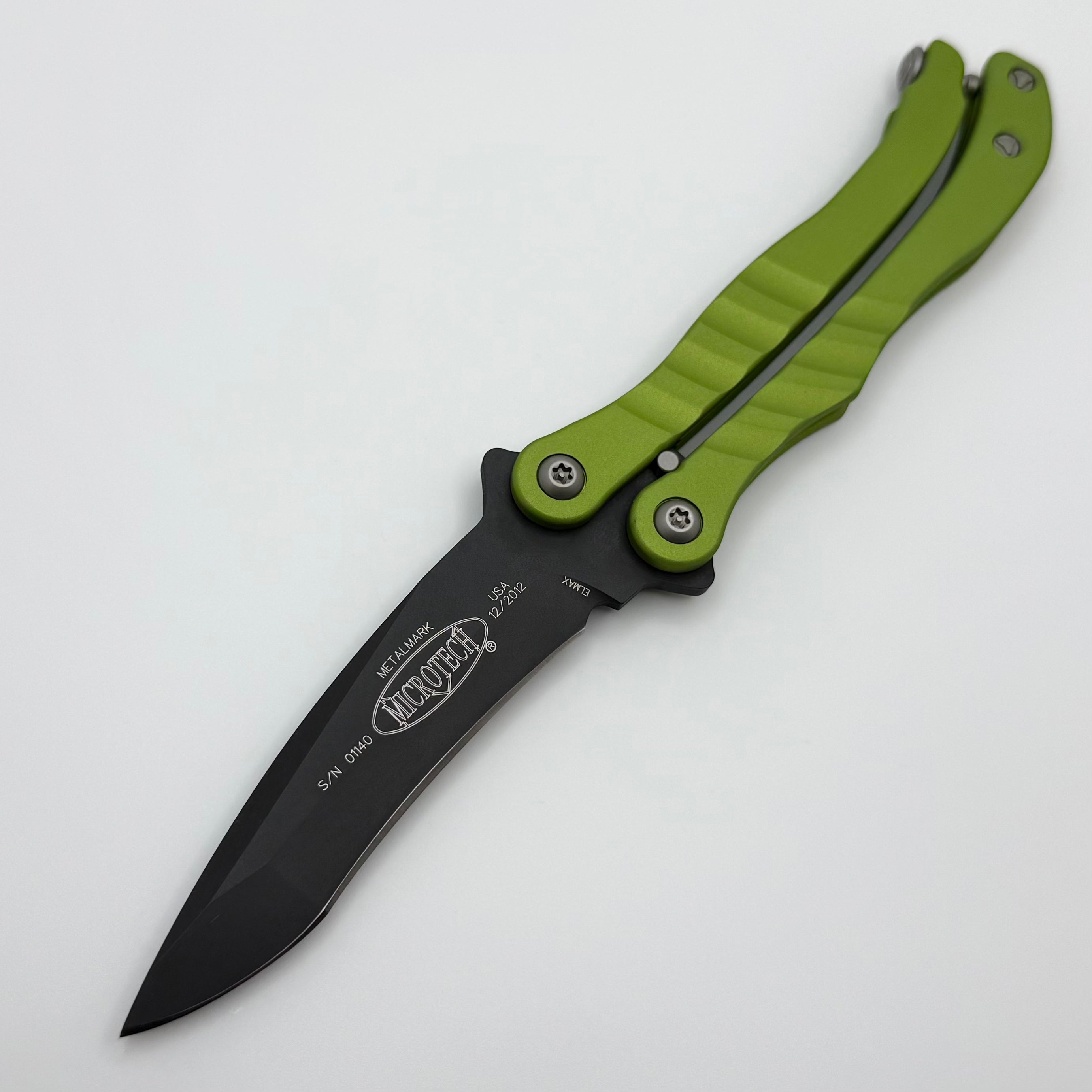 Pre-Owned Microtech Metalmark Zombie Green Handles & Black Elmax 170-1