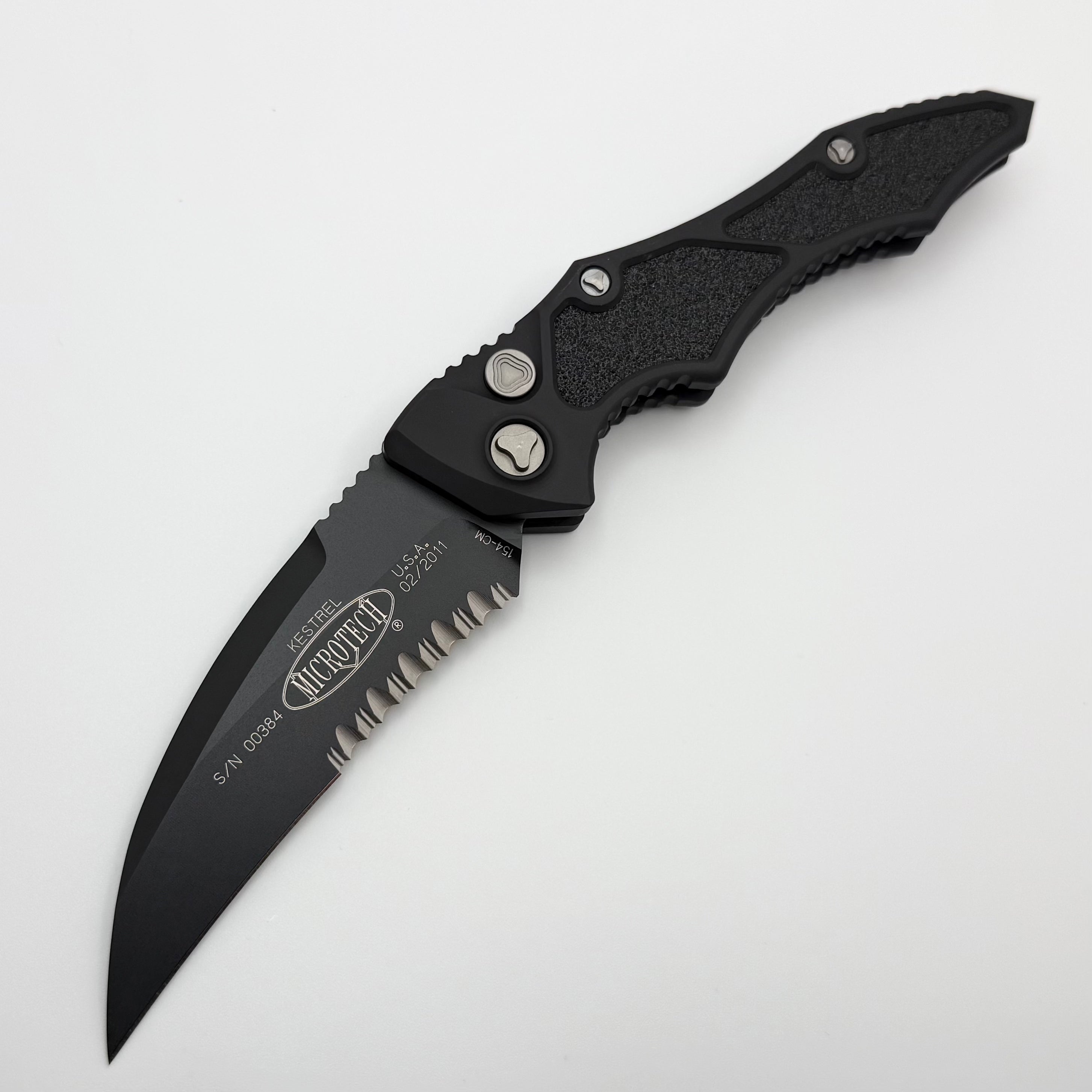 【値下げ】Cittta Acre Michael Young ブラック Pre-Owned Microtech Kestrel Auto Black Handle w/ Black Serrated 131-2