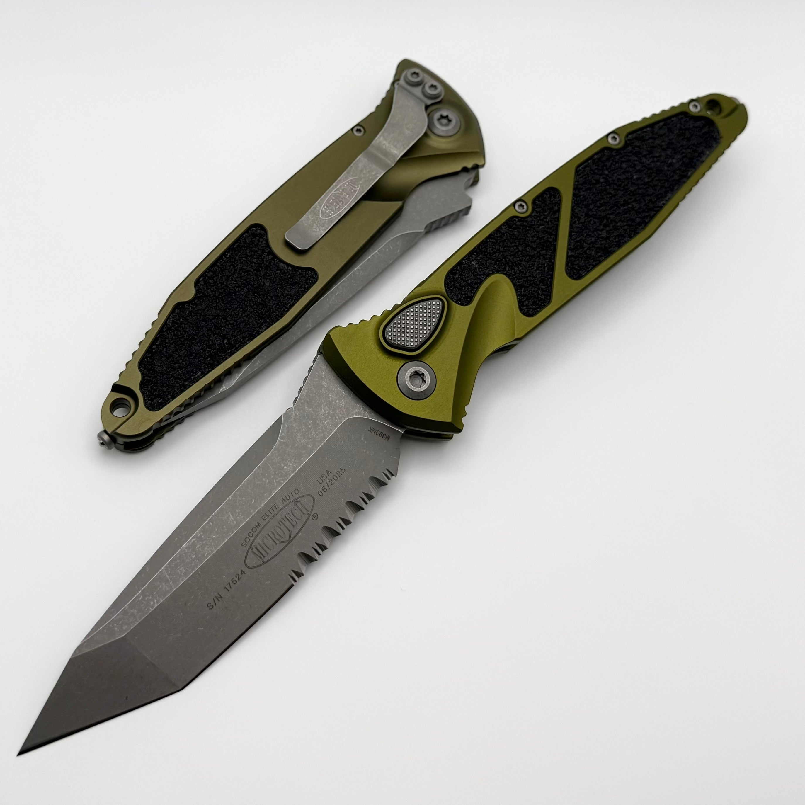 Microtech Socom Elite T/E Auto Partial Serrated Apocalyptic & OD Green