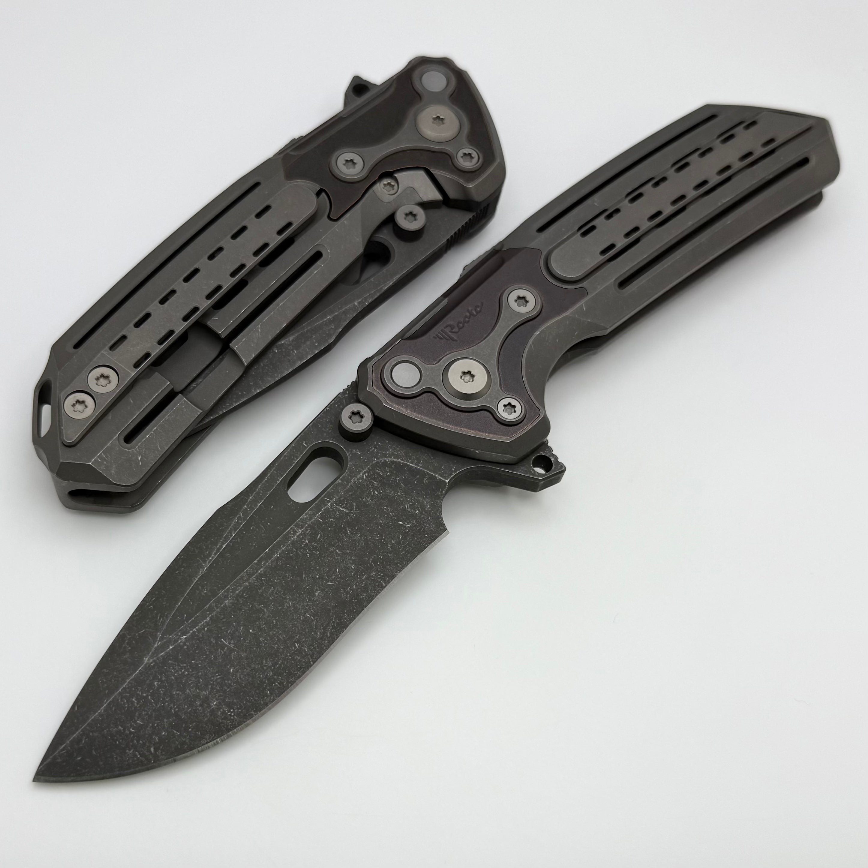 Reate Terminator-T600 Darkwash Titanium Integral Handle w/ Copper Acce