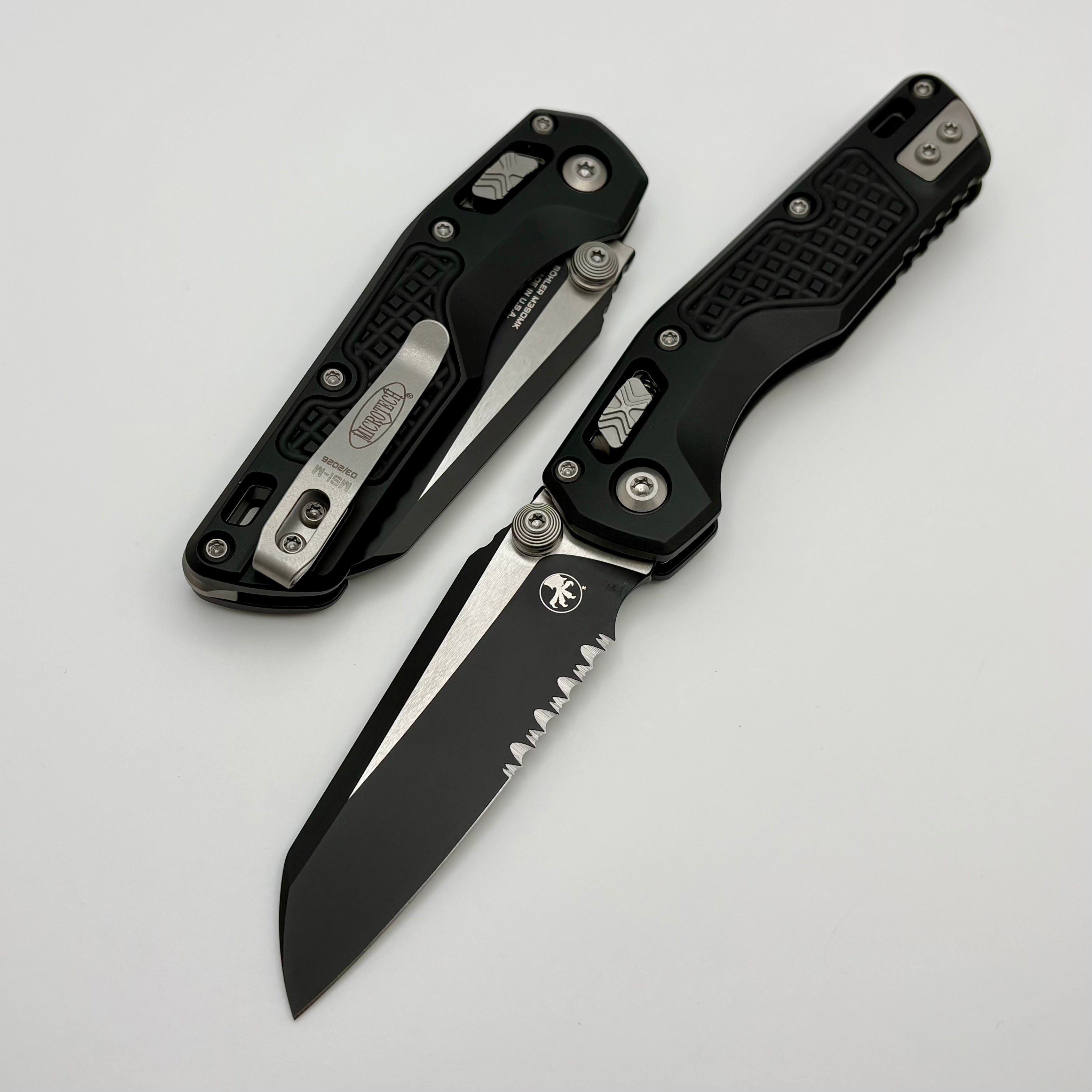 Microtech MSI RAM LOK Mini Black Frag Aluminum Handles w/ Part Serrate
