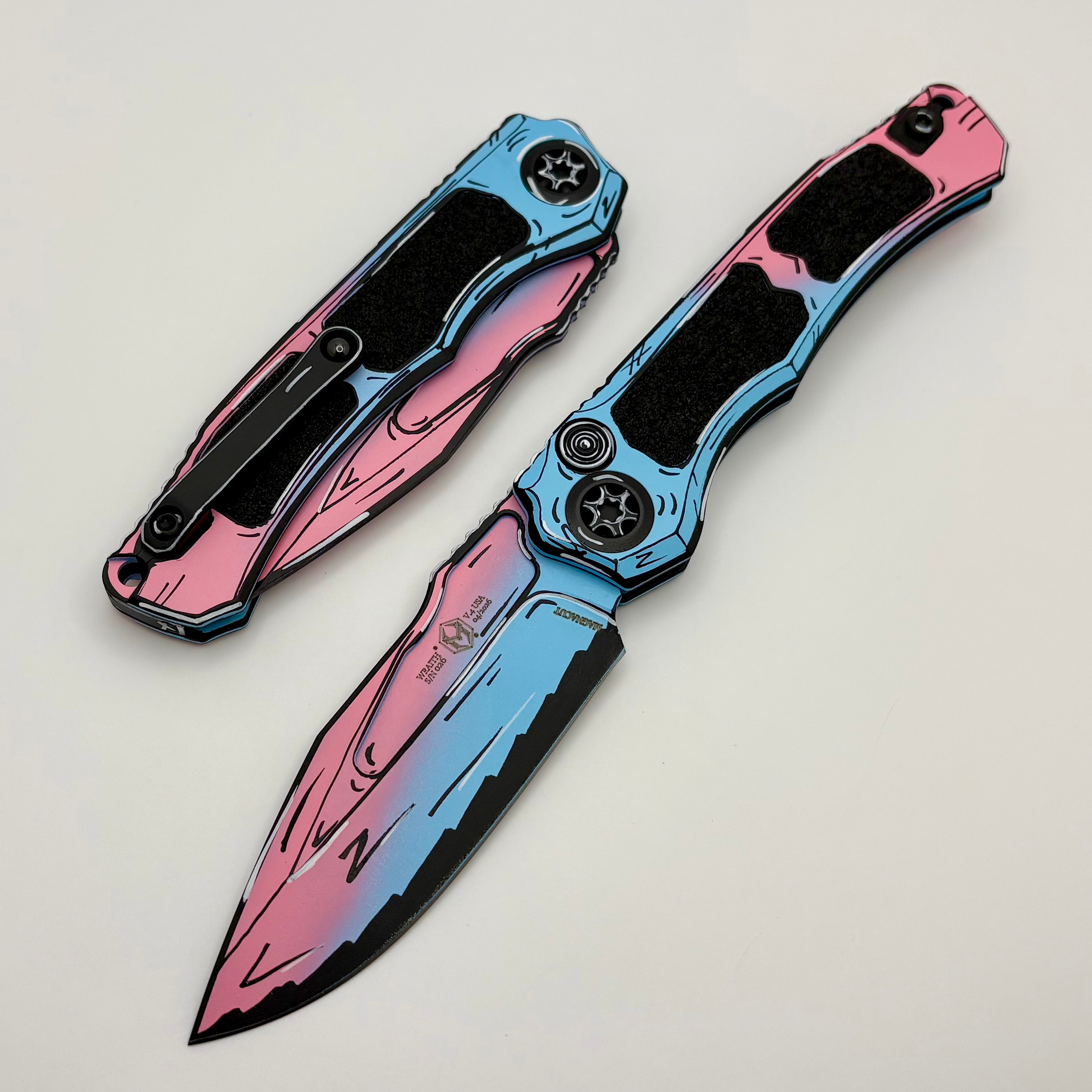 Heretic Knives Wraith V4 Auto Cotton Candy Cel Shade w/ MagnaCut H000-