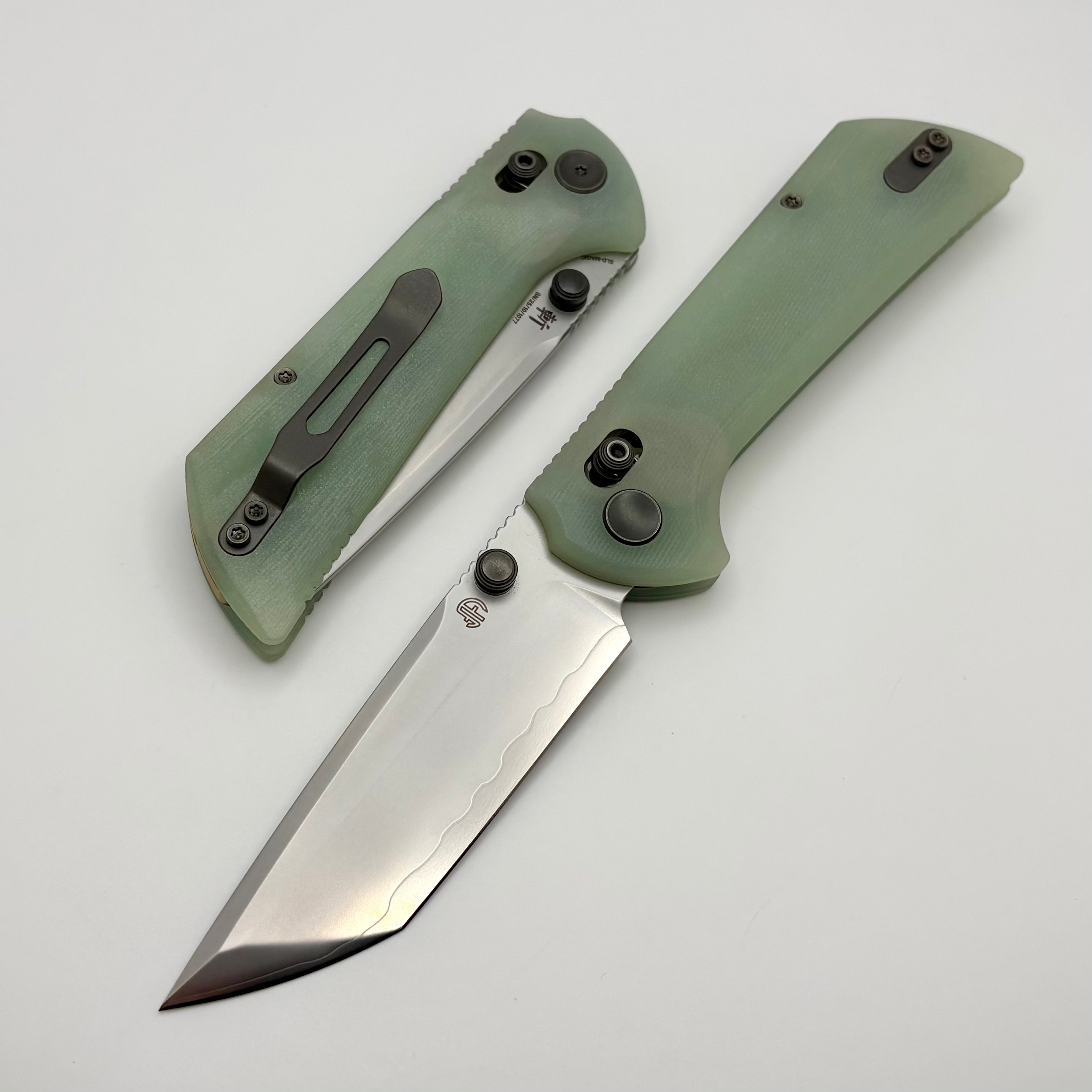 盾 North Mountain Blade Chop Crossbar lock Jade G-10 Handles and SLD-Magi