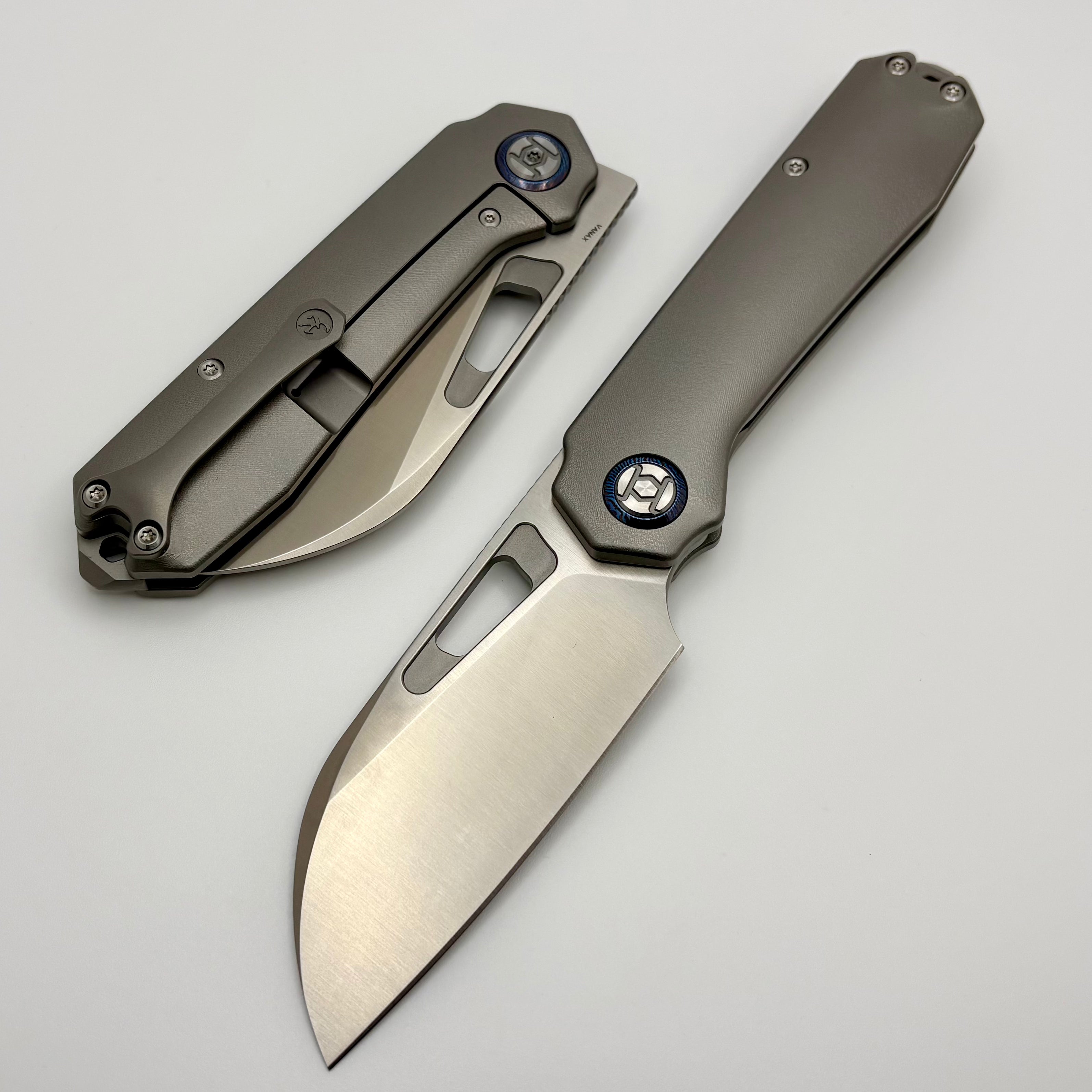 Kanatu Kunwu Diablo Orange Peel Titanium Handles w/ Satin Vanax K717T-2A