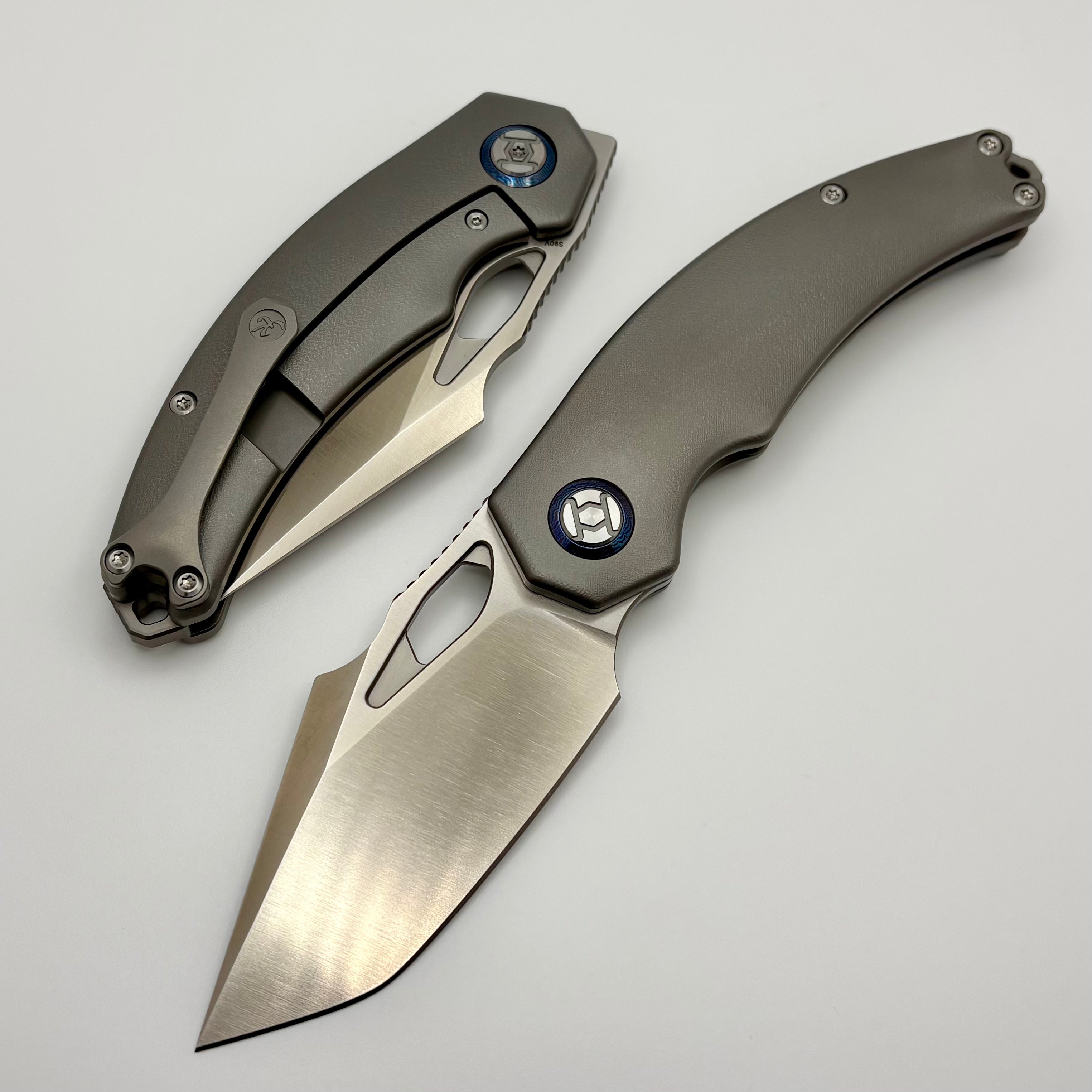Kunwu Poon Padre Orange Peel Titanium Handles w/ Satin S90V K706TO-T2A