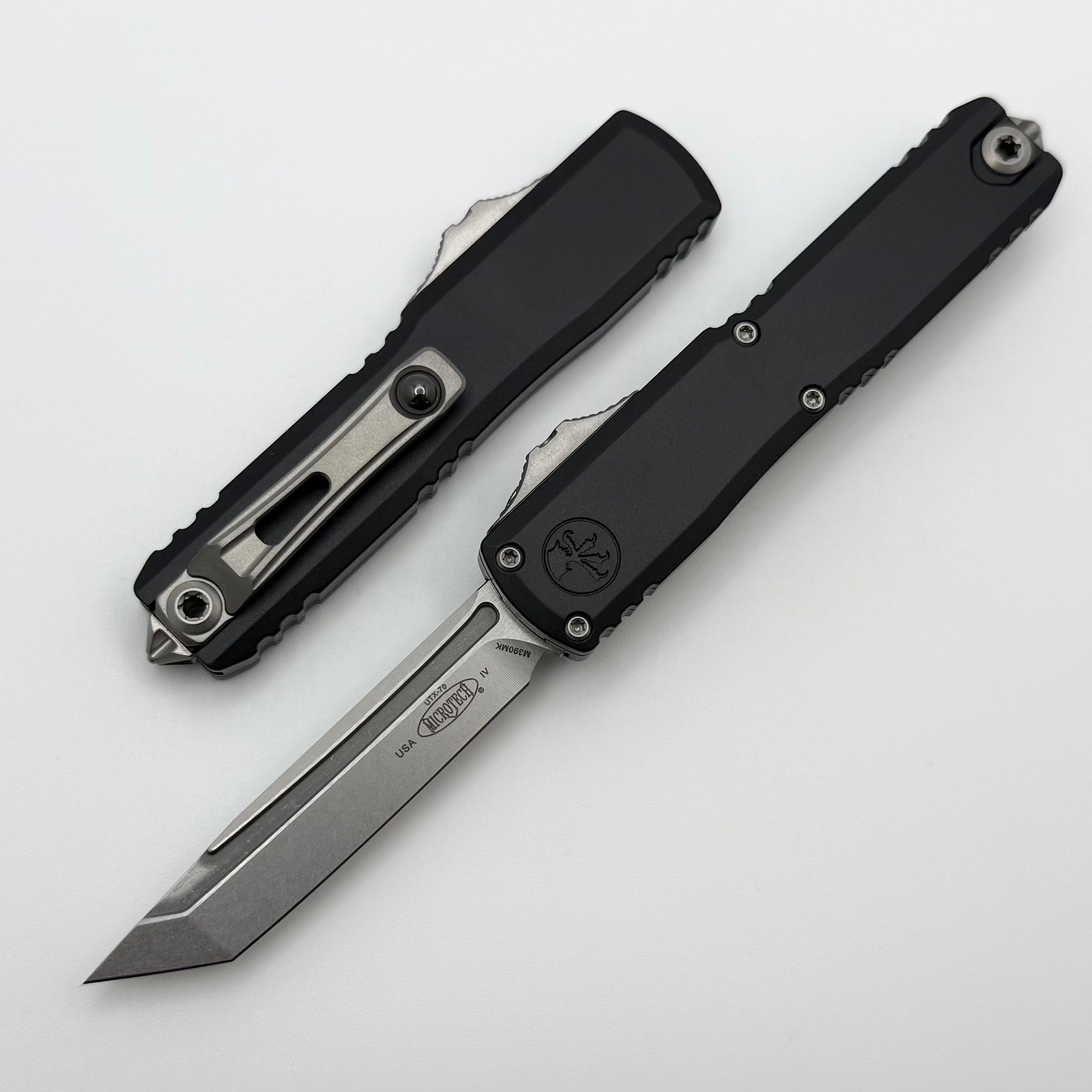 Microtech UTX-70 Gen IV w/ Black Handle & Stonewash T/E M390MK 11494-1