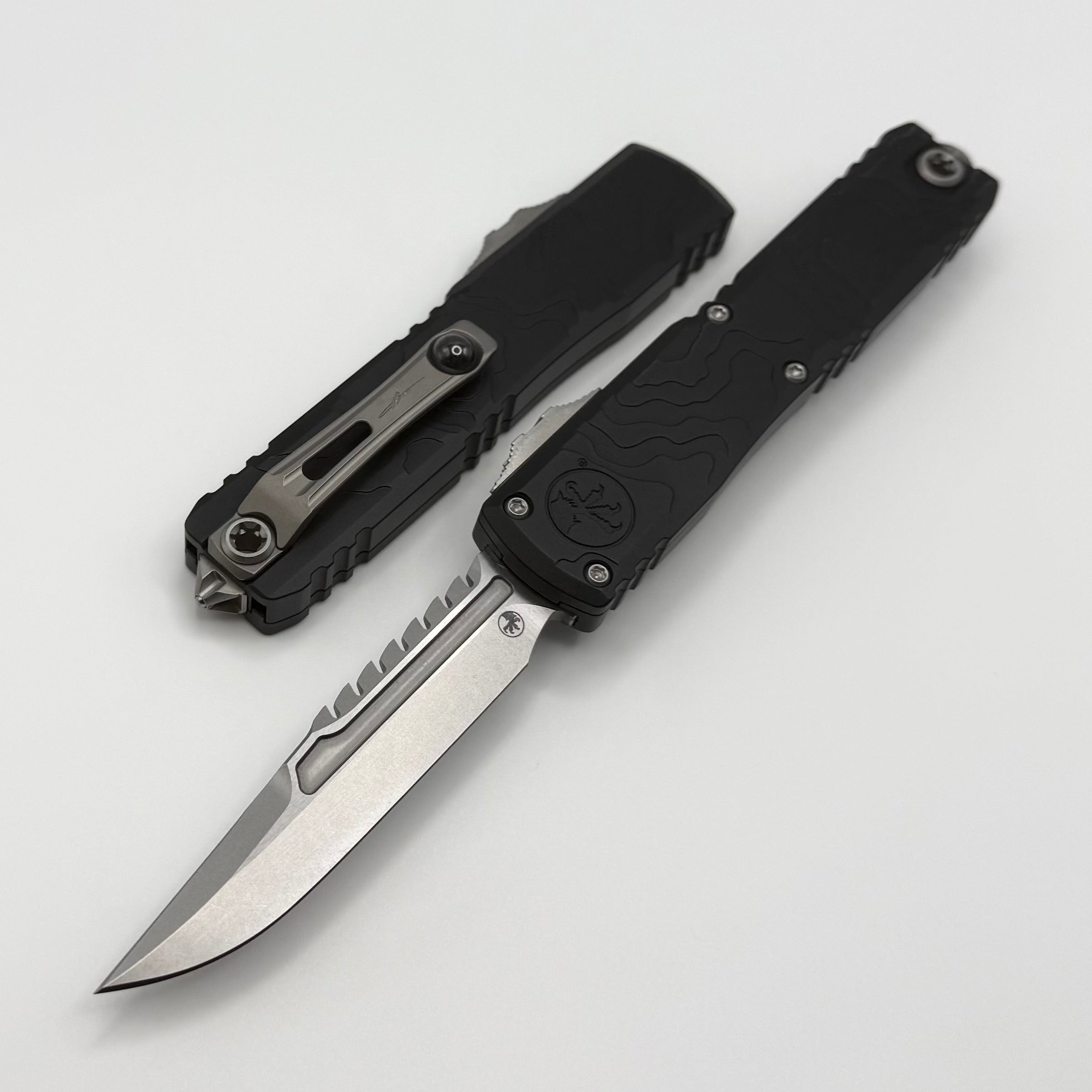 洋楽 T-Elite/Uncut:Raw Microtech Ultratech Gen 4 Interceptor Stonewash w/ Topo Black Handle S