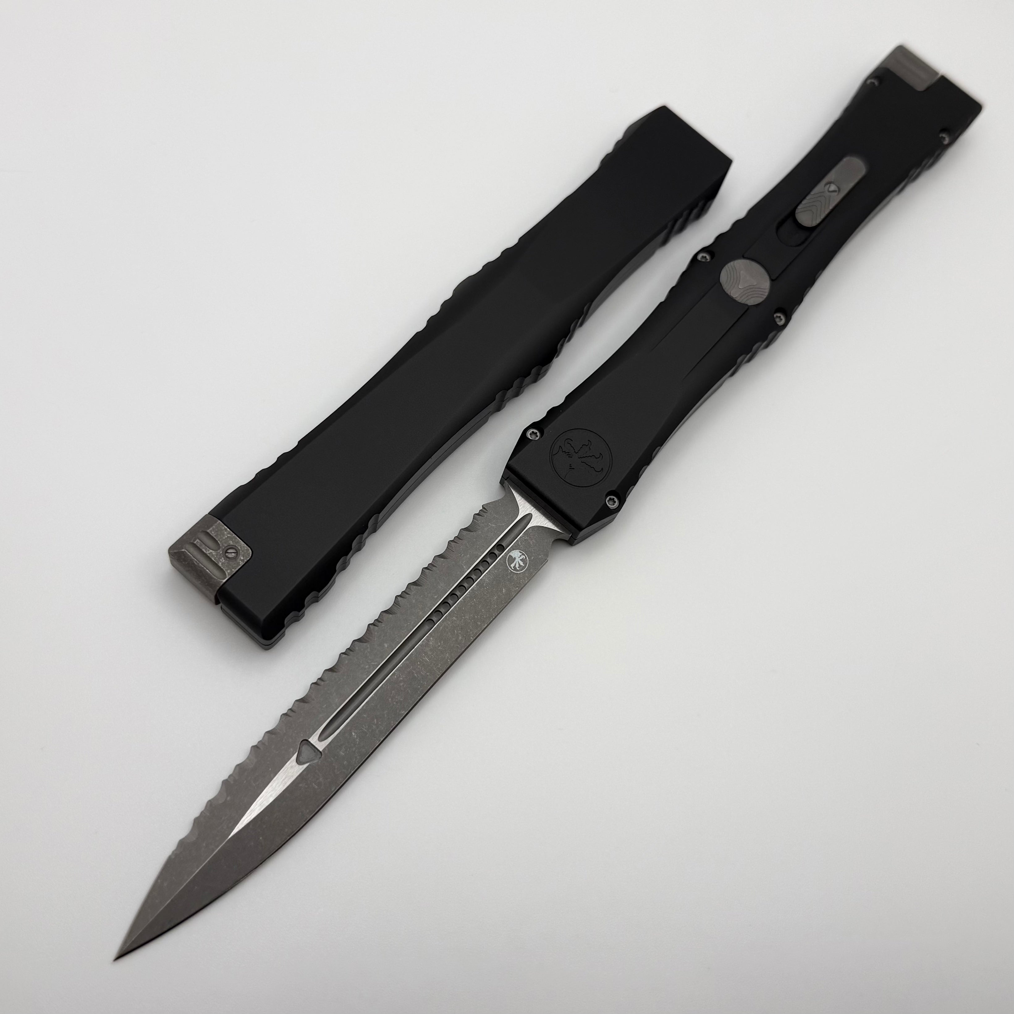 Microtech Marfione Select Nemesis IV Black Handle w/ Full Serrated Apo