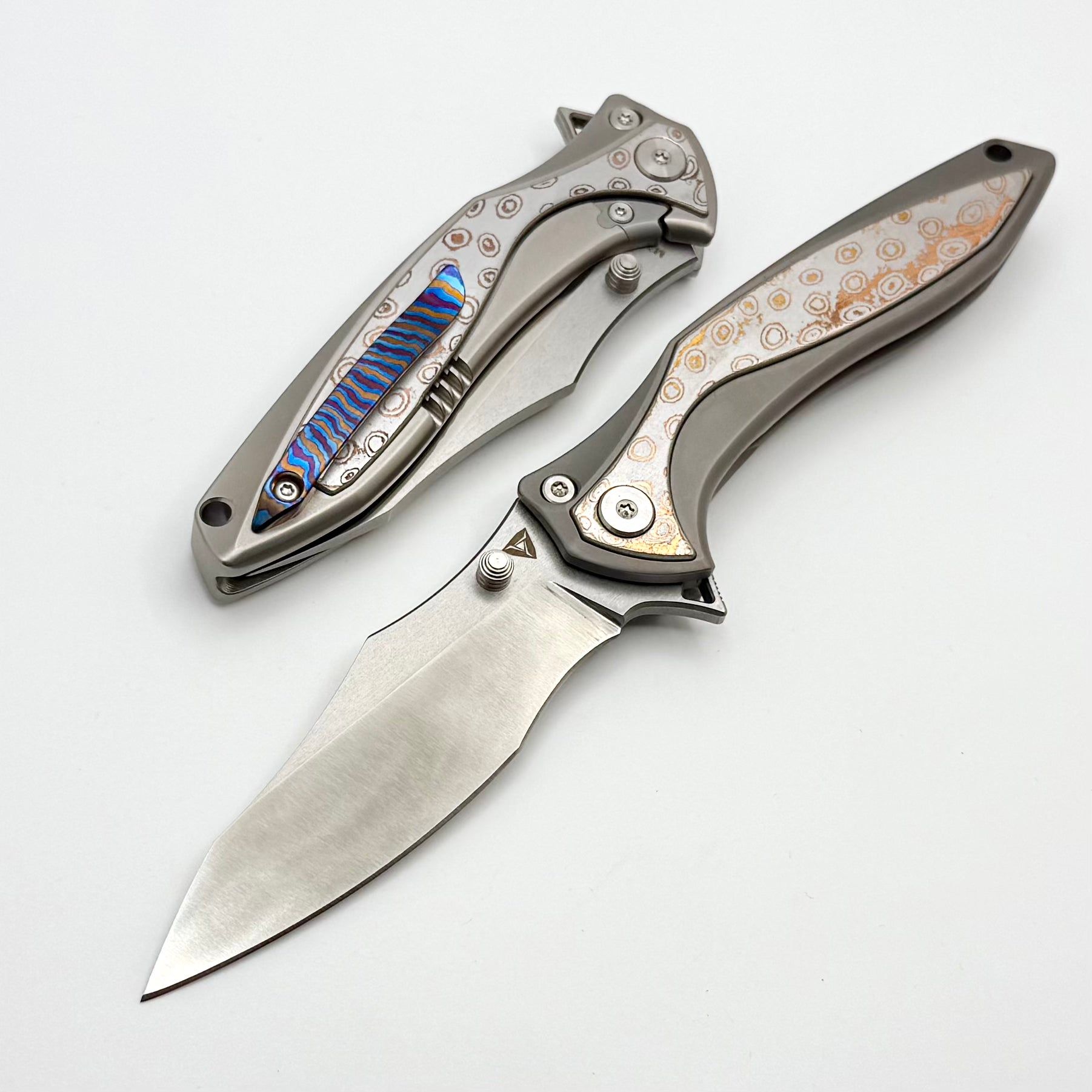 Tuya Knife Camel Titanium Integral Handle w/ Mokume Overlays & M390