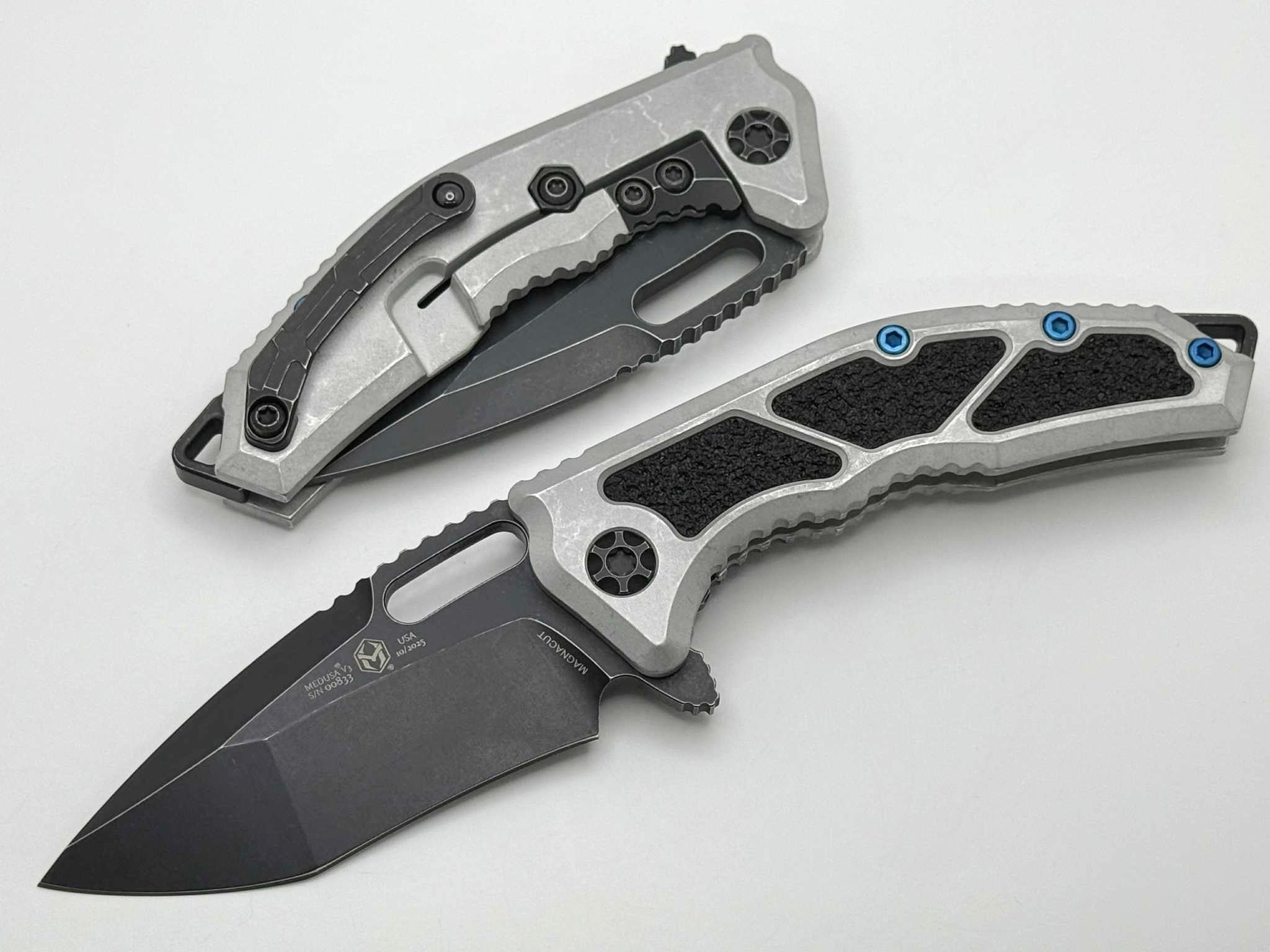 Heretic Knives Medusa M/A Blizzard Aluminum Frame Lock & Battle Black