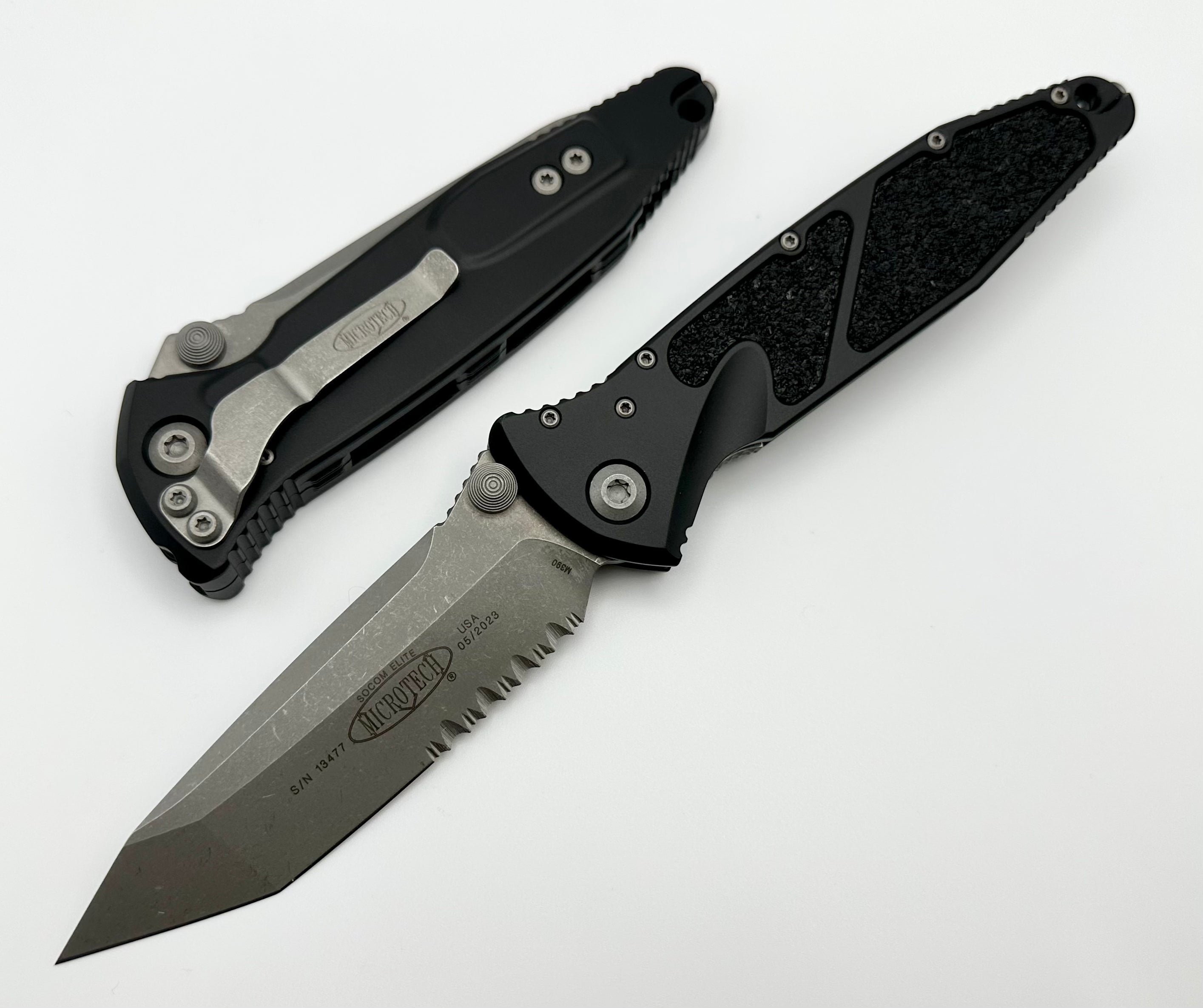 Microtech Socom Elite Manual Tanto Apocalyptic Partial Serrated & Blac