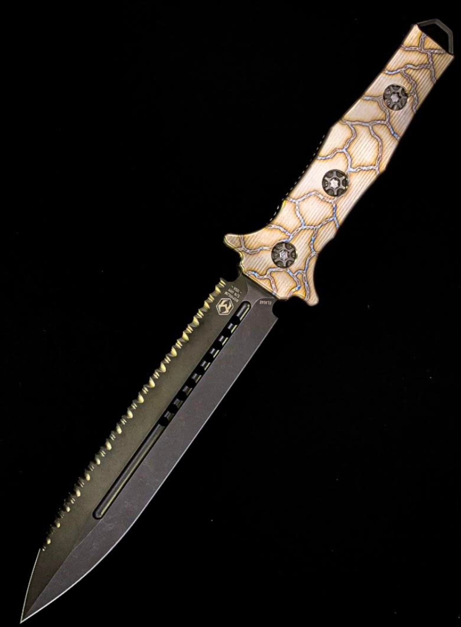 Heretic Knives Nephilim Flamed Titanium & Double Edge DLC Full Serrate